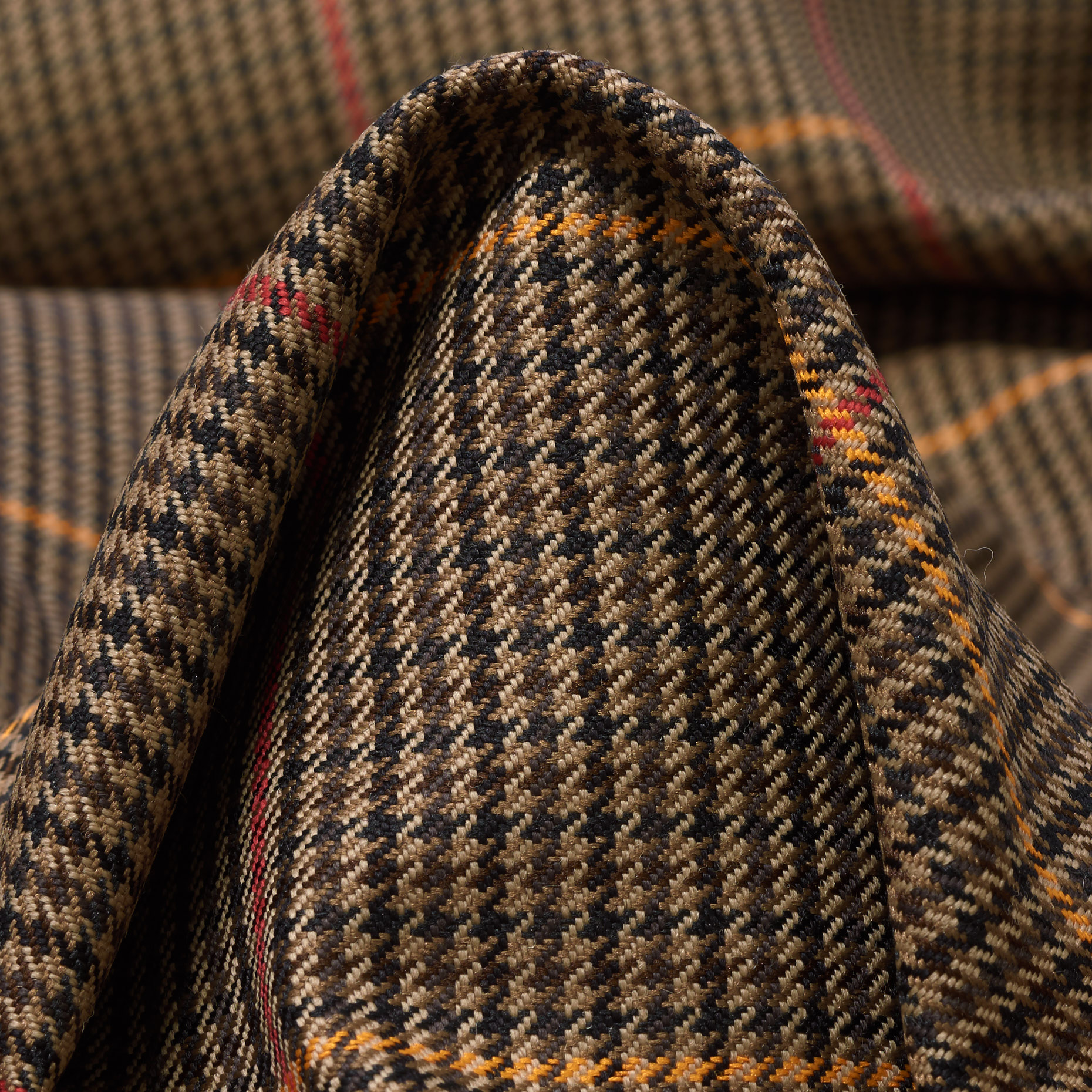 Wool, Check, Desert Taupe&Papaya