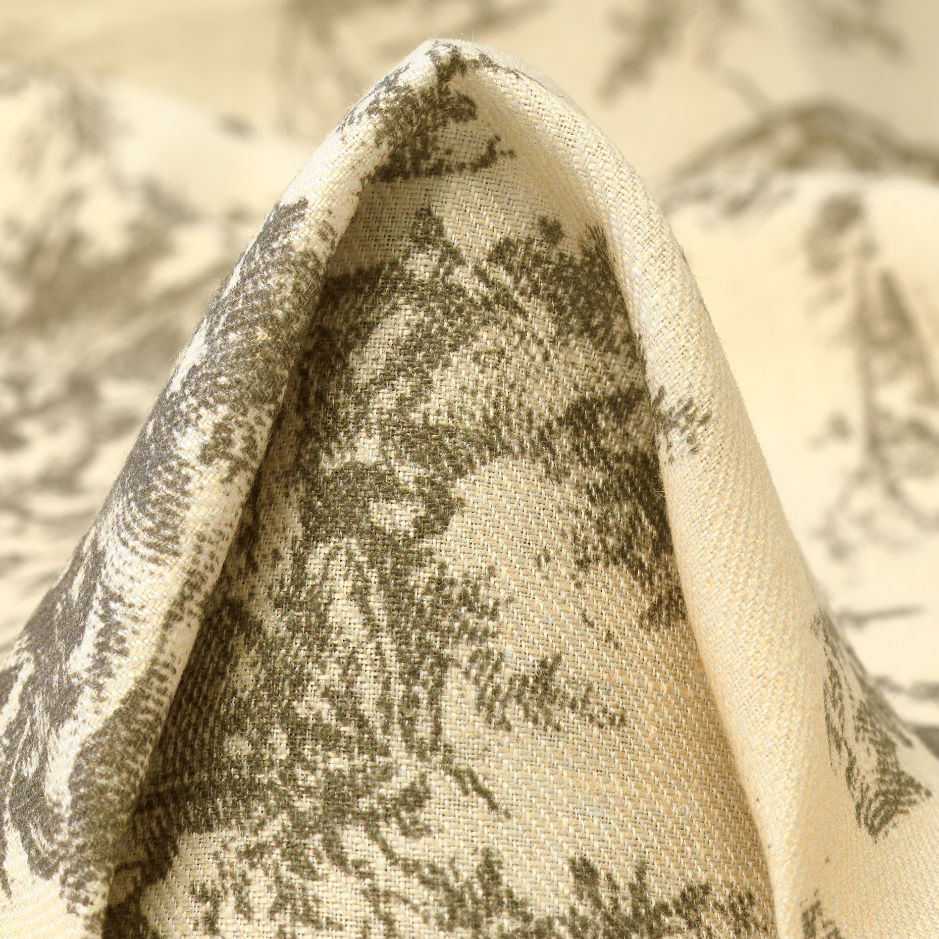Twill, Len, Płótno Jouy, Antique White&Greige