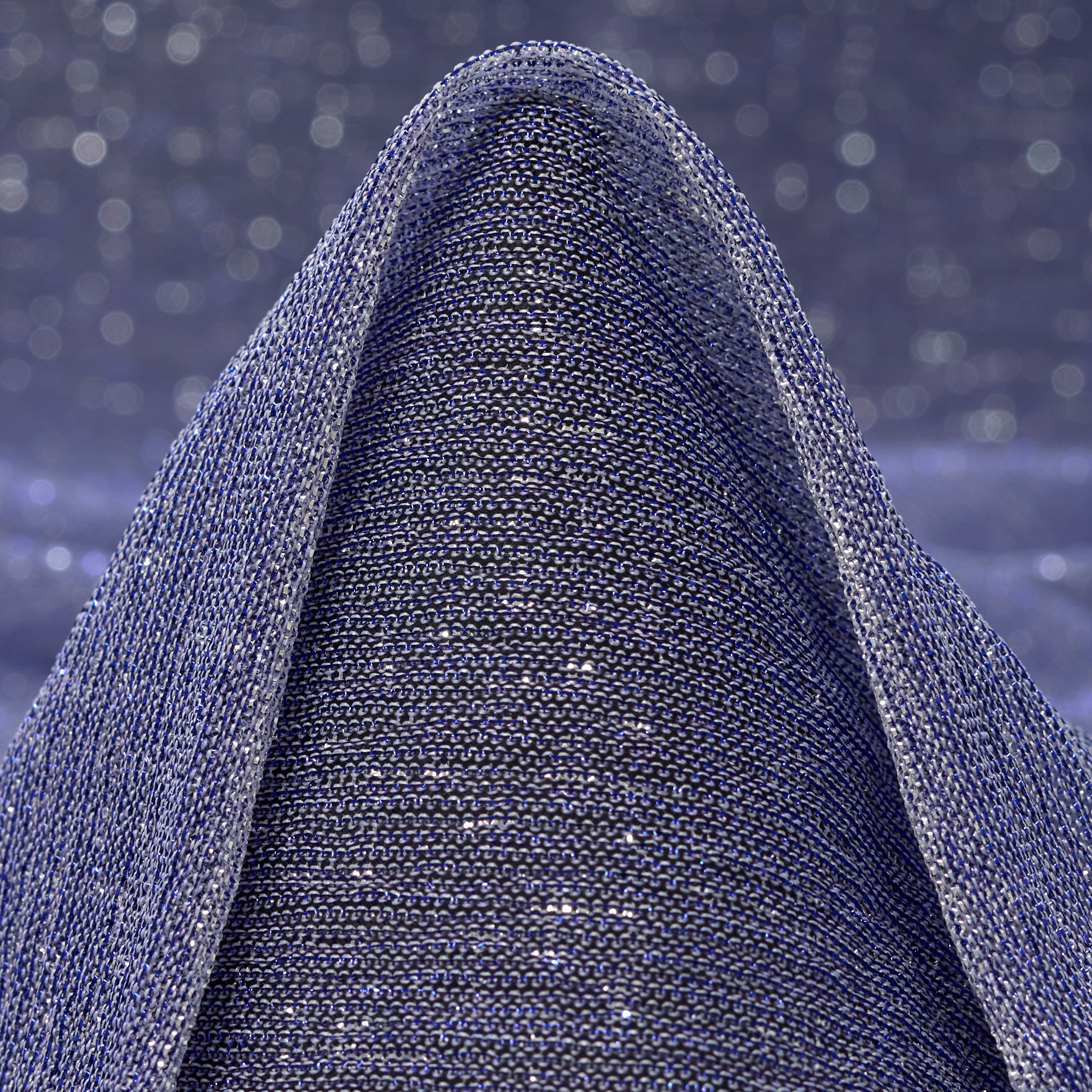 JERSEY, LUREX, TRANSPARENT, SILVER&CORNFLOWER