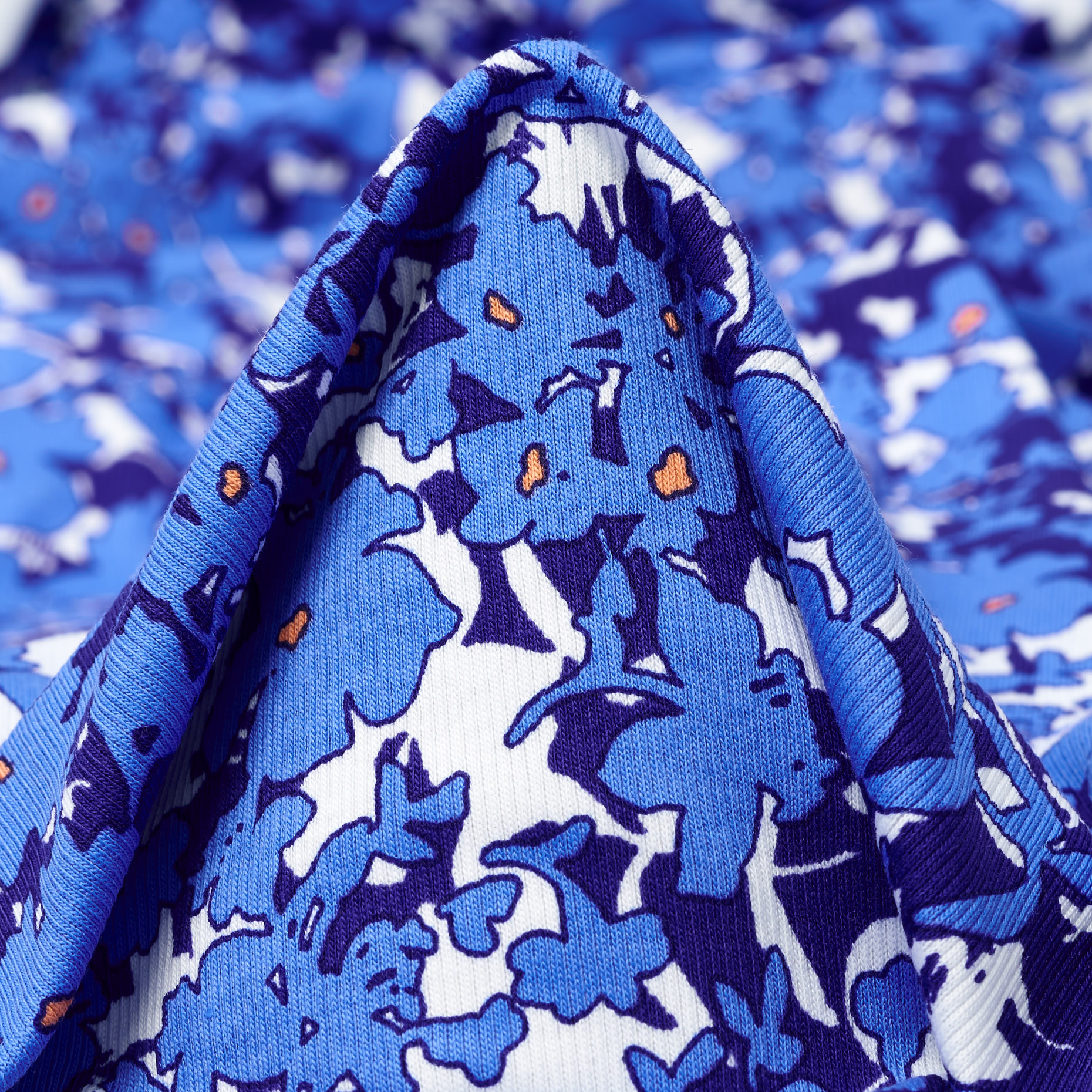 Jersey a costine, Cotone, Stampato, Cornflower Blue