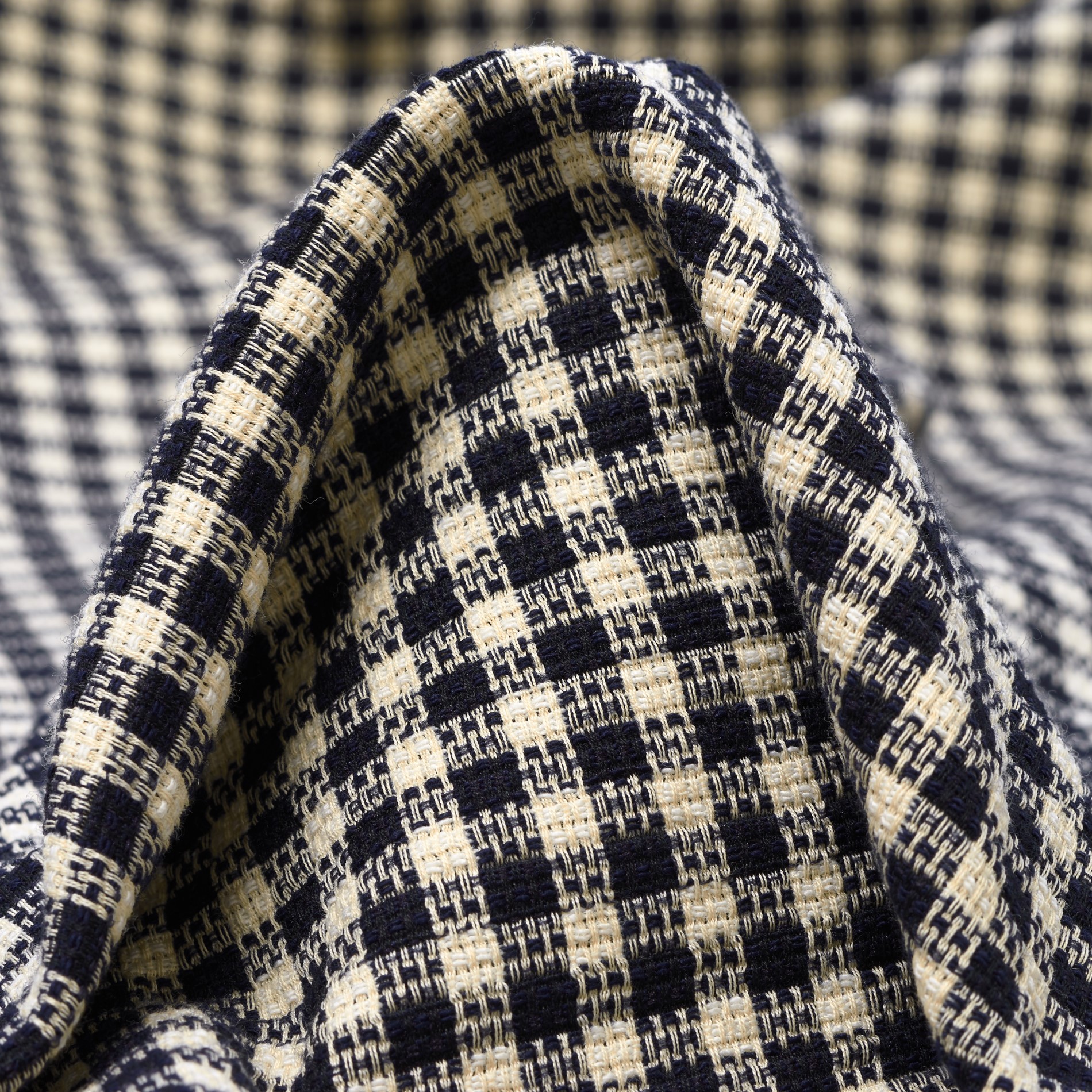 COTTON, CHECK, ELASTIC, ANTIQUE WHITE&PARISIAN NIGHT