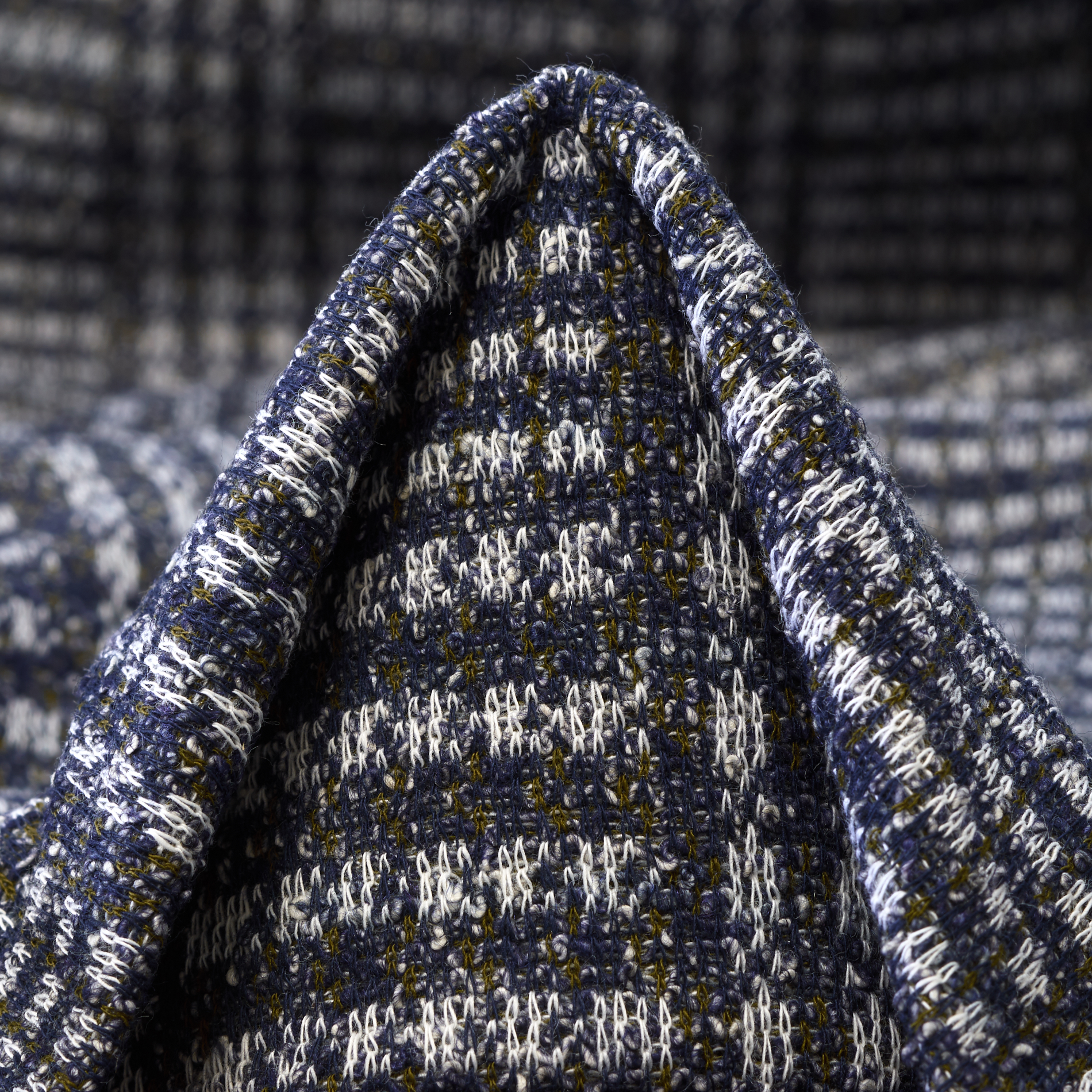 JERSEY, JACQUARD, GLENCHECK, BURNT OLIVE&DARK BLUE