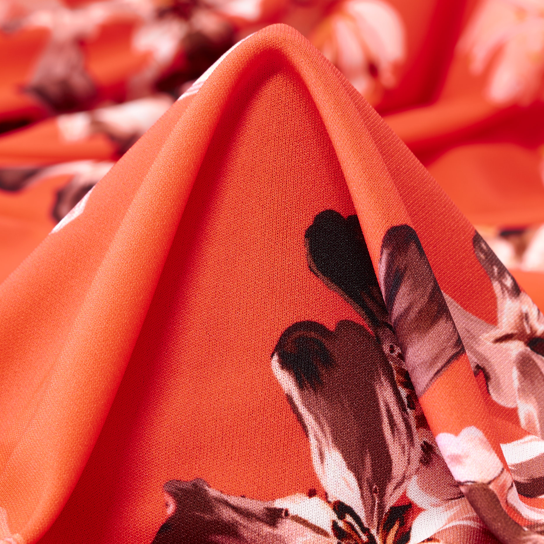 Crêpe, Stampato, Floreale, Hot Coral (F000042667)