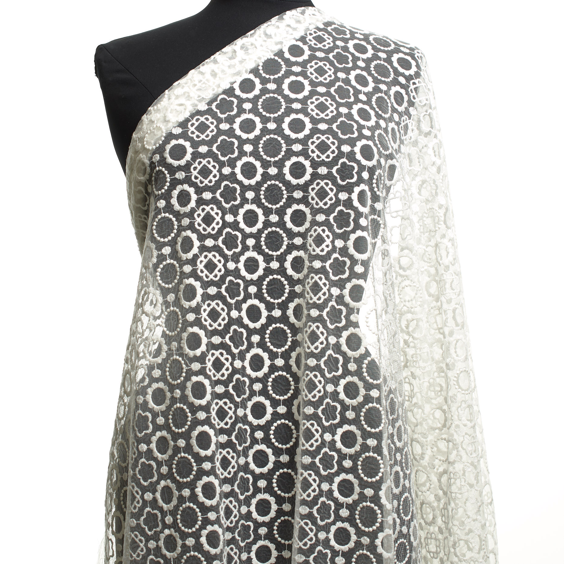 LACE, COTTON BLEND, FLORAL, LUCENT WHITE
