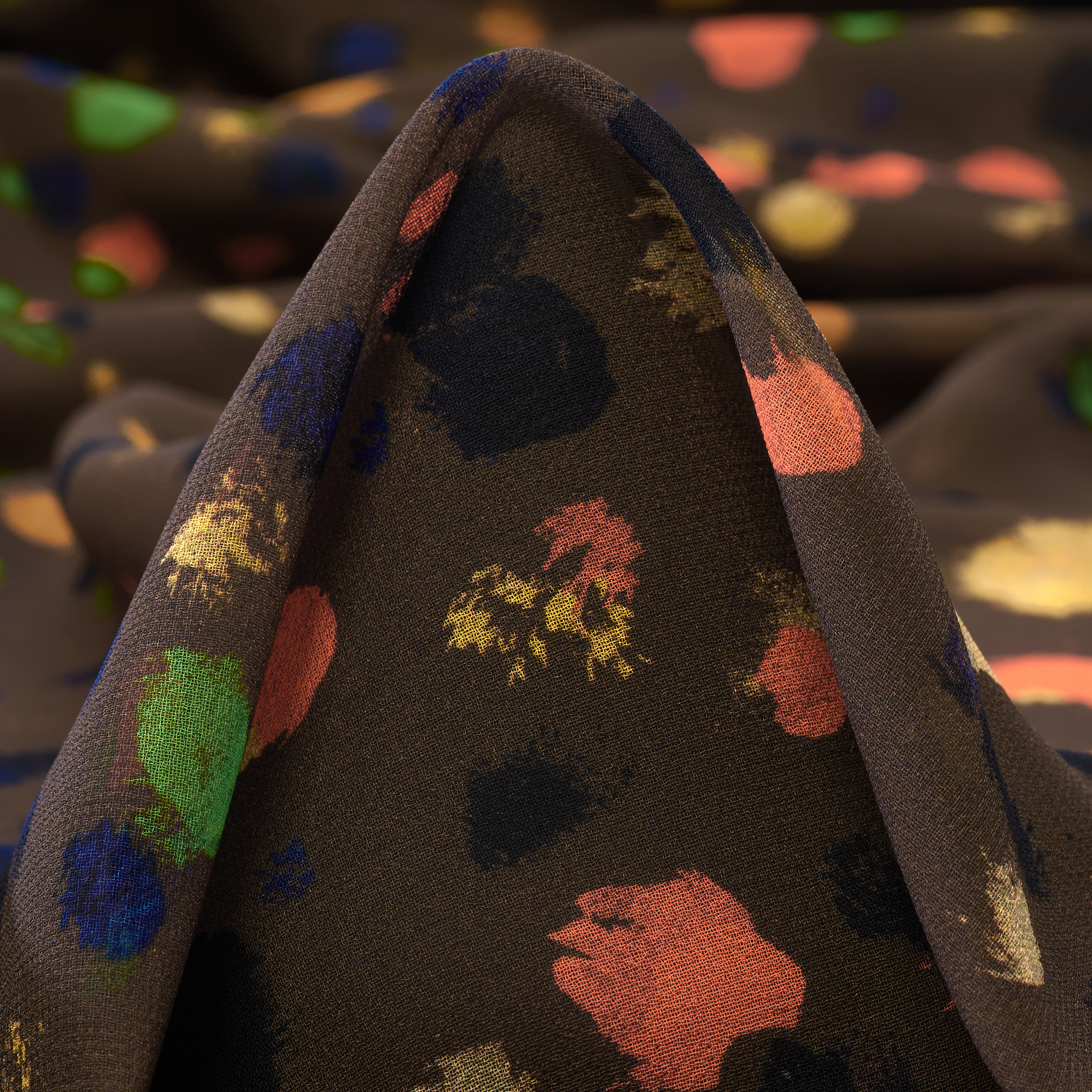 CRÊPE, PRINTED, TRANSPARENT, COCOA