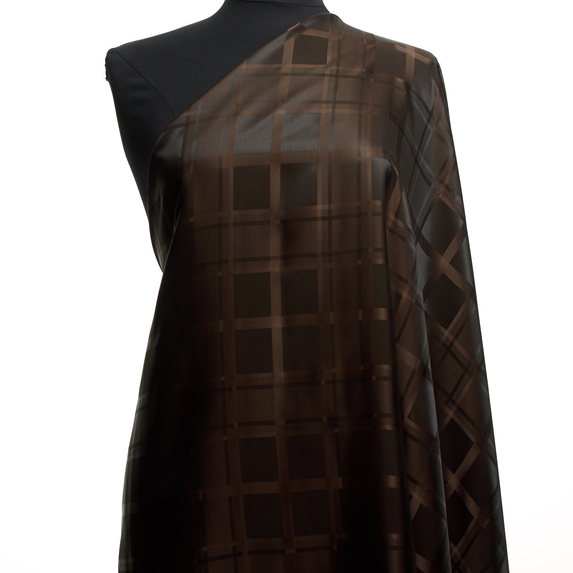 Lining, Viscose, Check, Shiny Chocolate