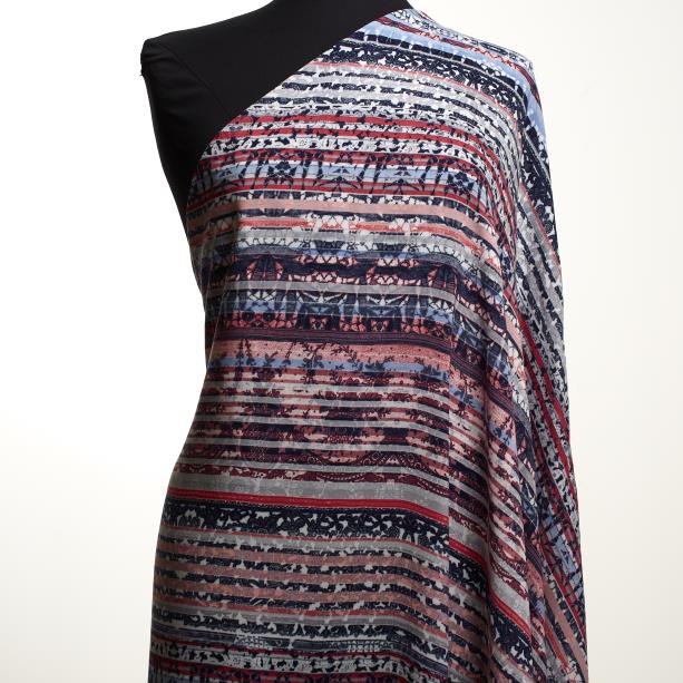 Viscose, Printed, Xenon Blue&Red Alert