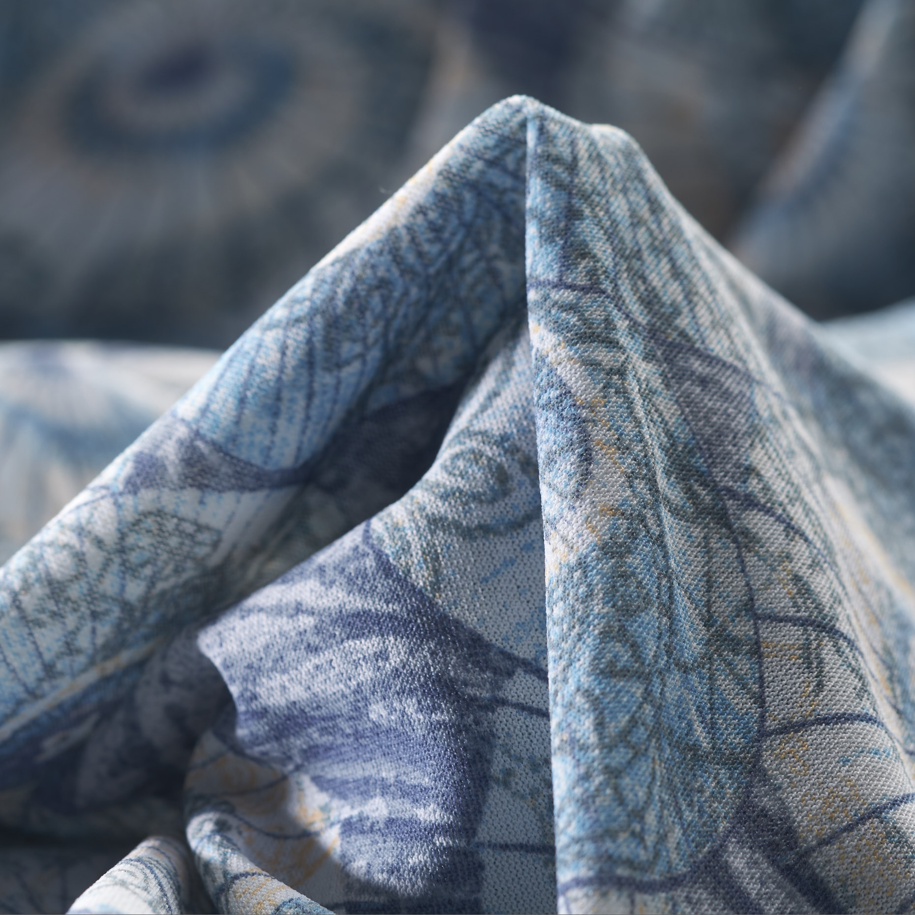 Single Jersey, Crêpe, Estampado, Bel Air Blue