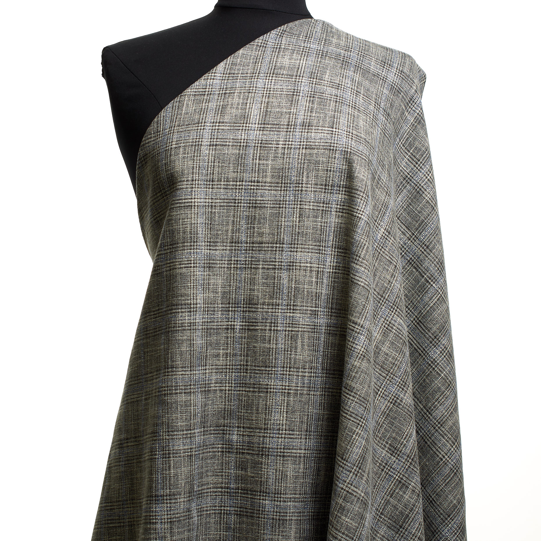 Cotton Blend, Check, Steel Gray