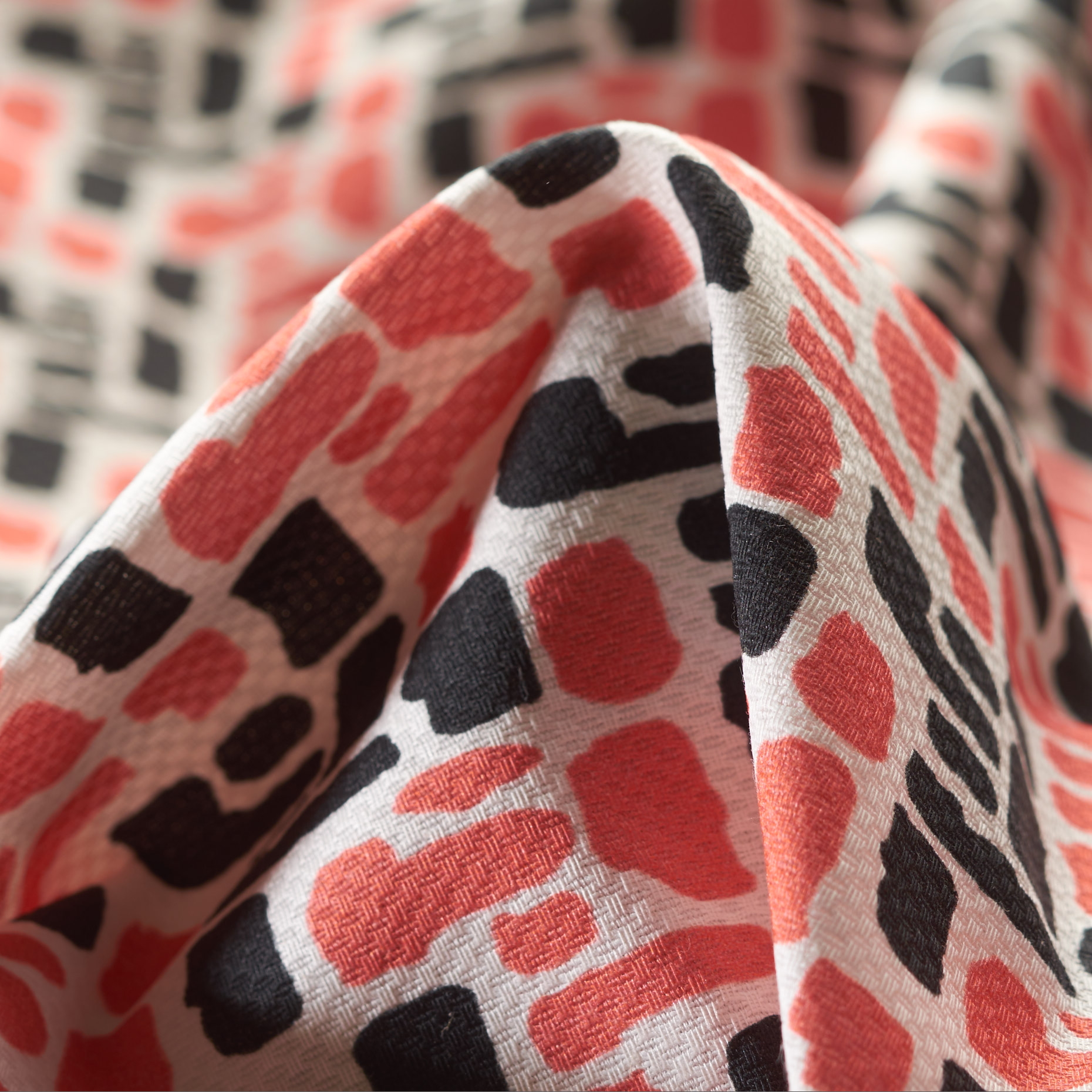 Algodón, Estampado, Elástico, Brilliant White&Burnt Coral