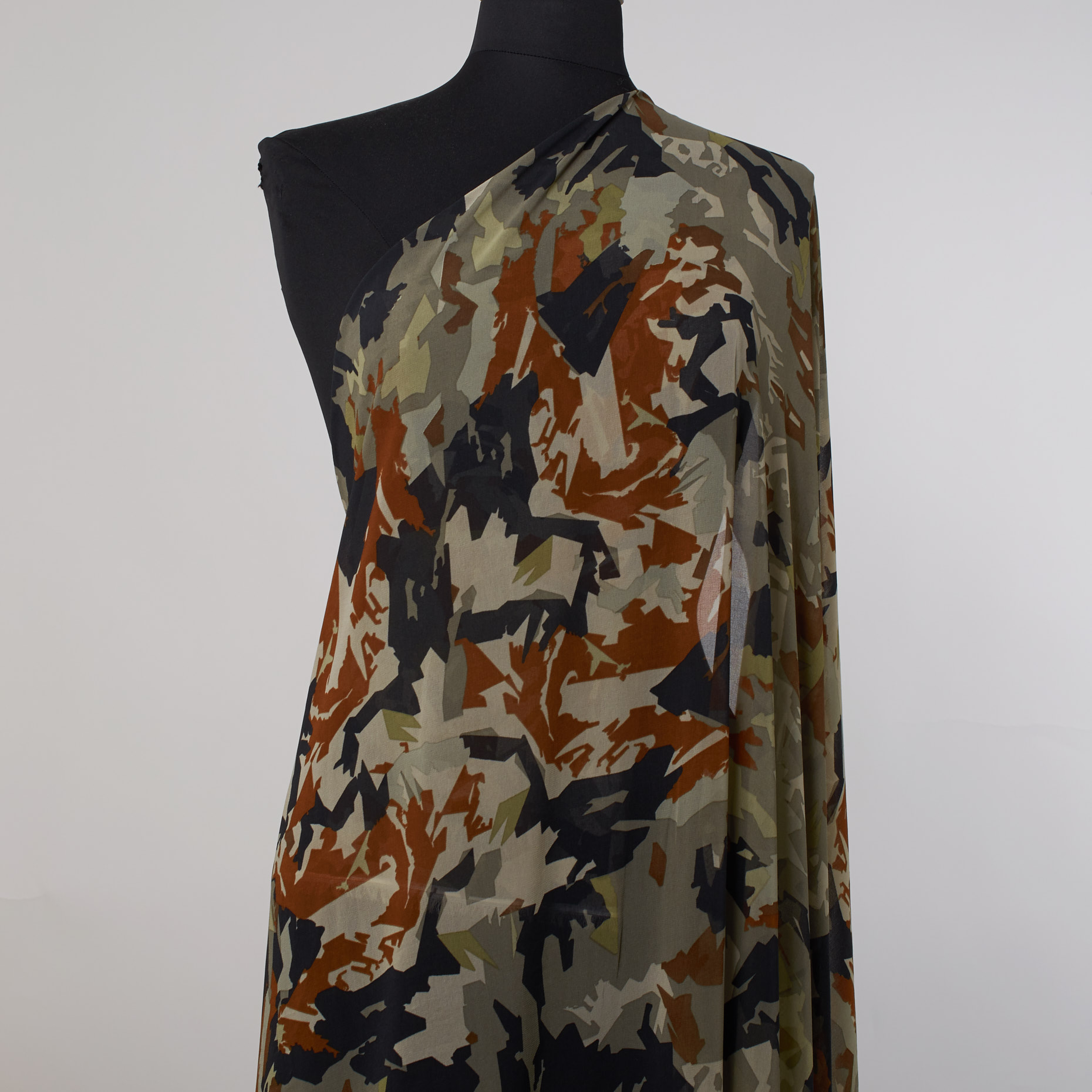 Chiffon, Stampato, Camouflage, Opal Gray&Adobe