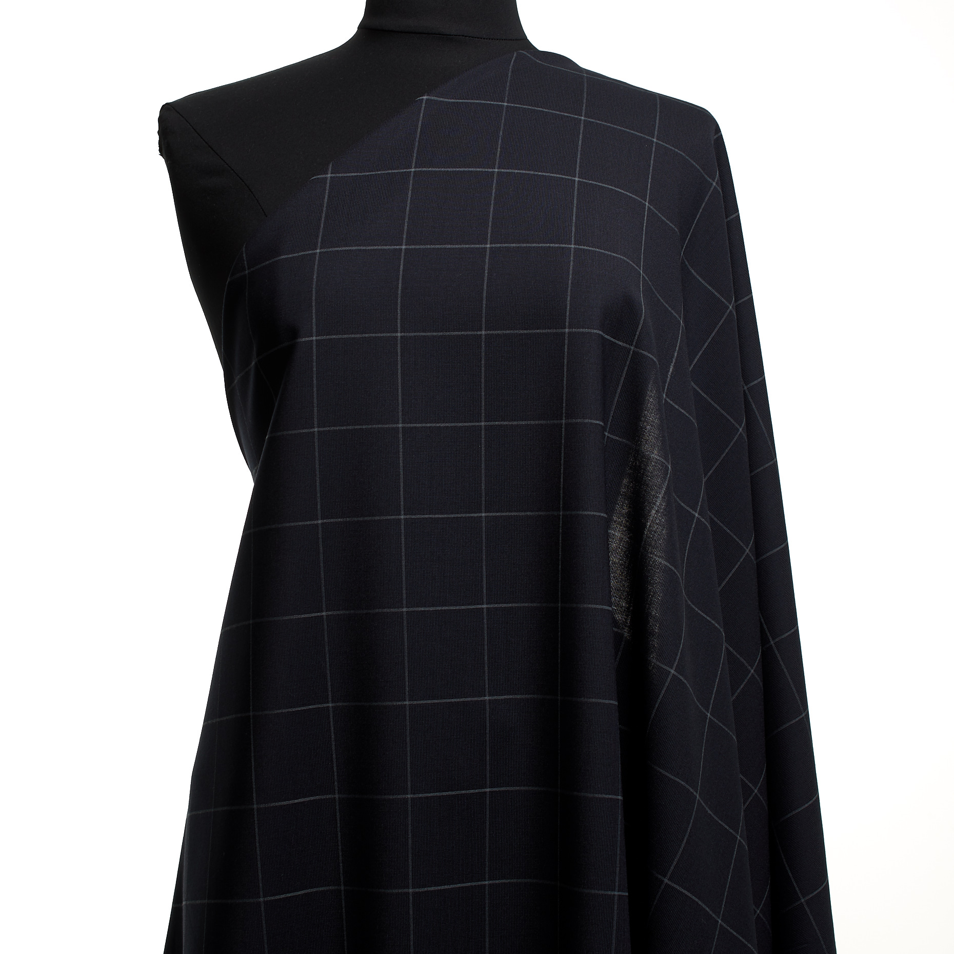 COOL WOOL, CHECK, ELASTIC, BLACK IRIS