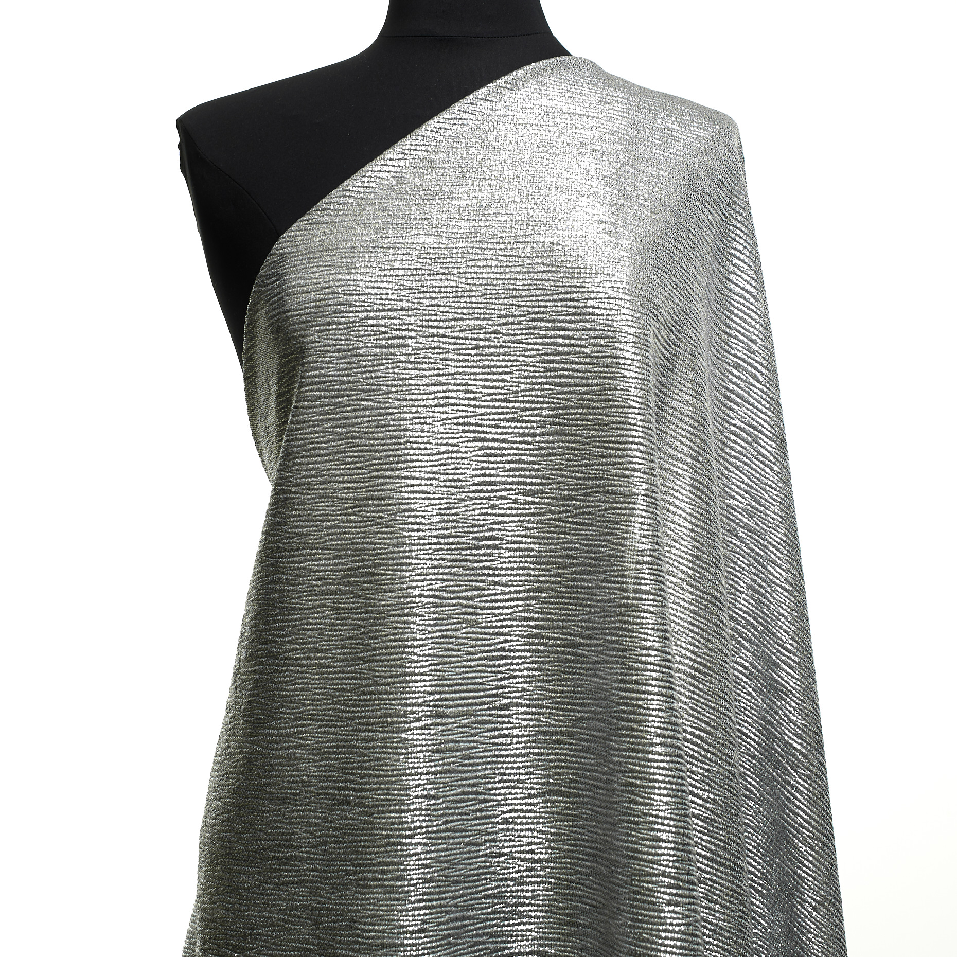 Jersey, Metallic, Elastic, Silver