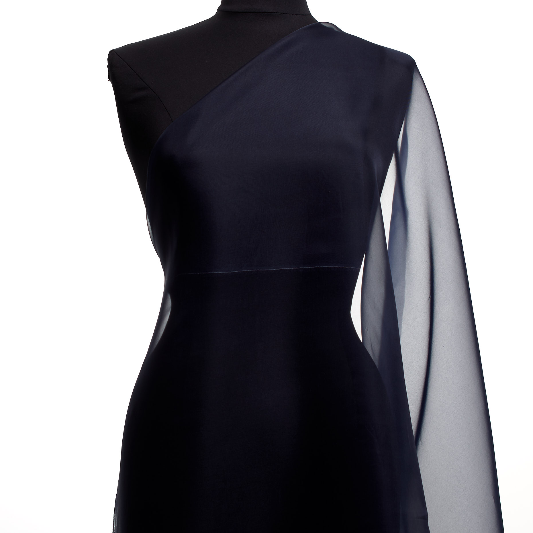 Organza, Seide, Midnight Blue