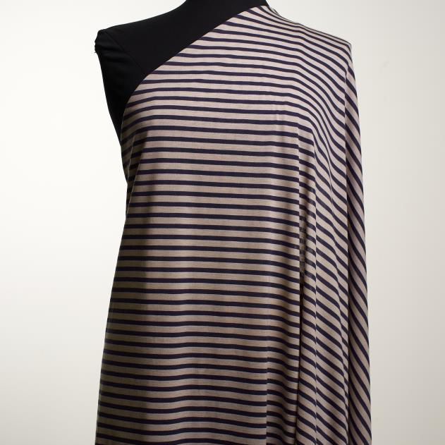 Single Jersey, Viskose, Streifen, Denim&Ivory