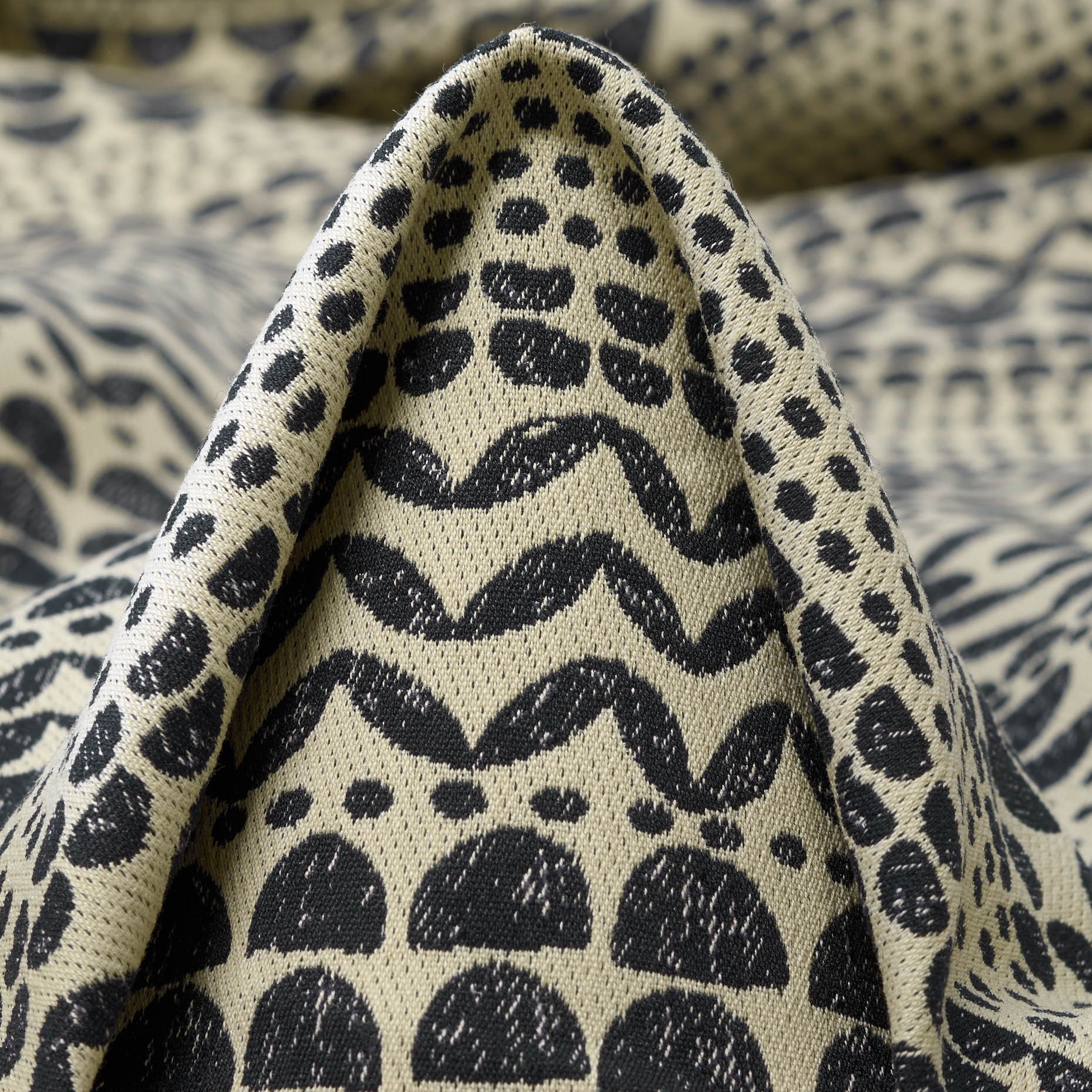 Jacquard Double, Cotone, Stretch, Ivory&Graphite