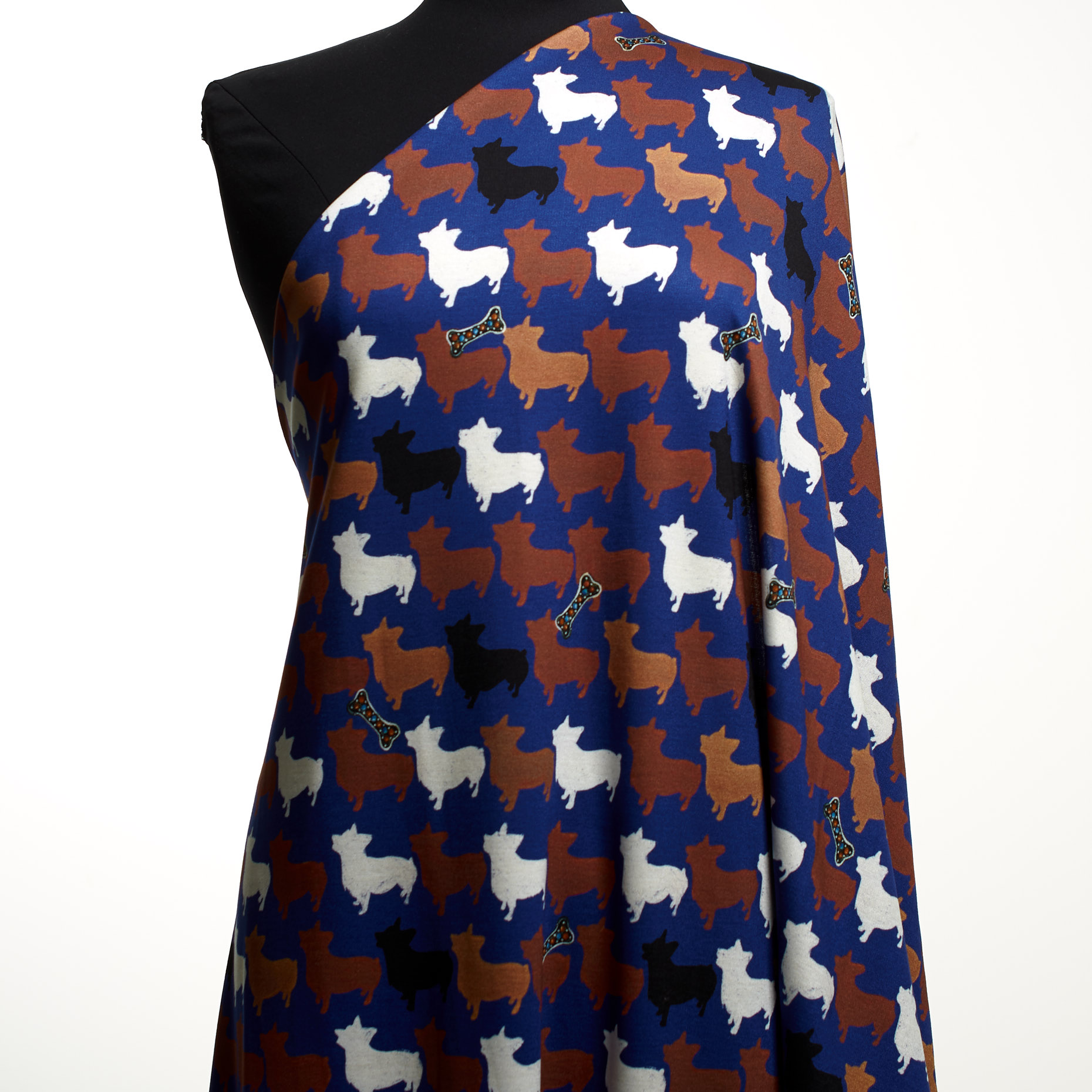 Jersey, Viscosa, Stampato, Ultramarine
