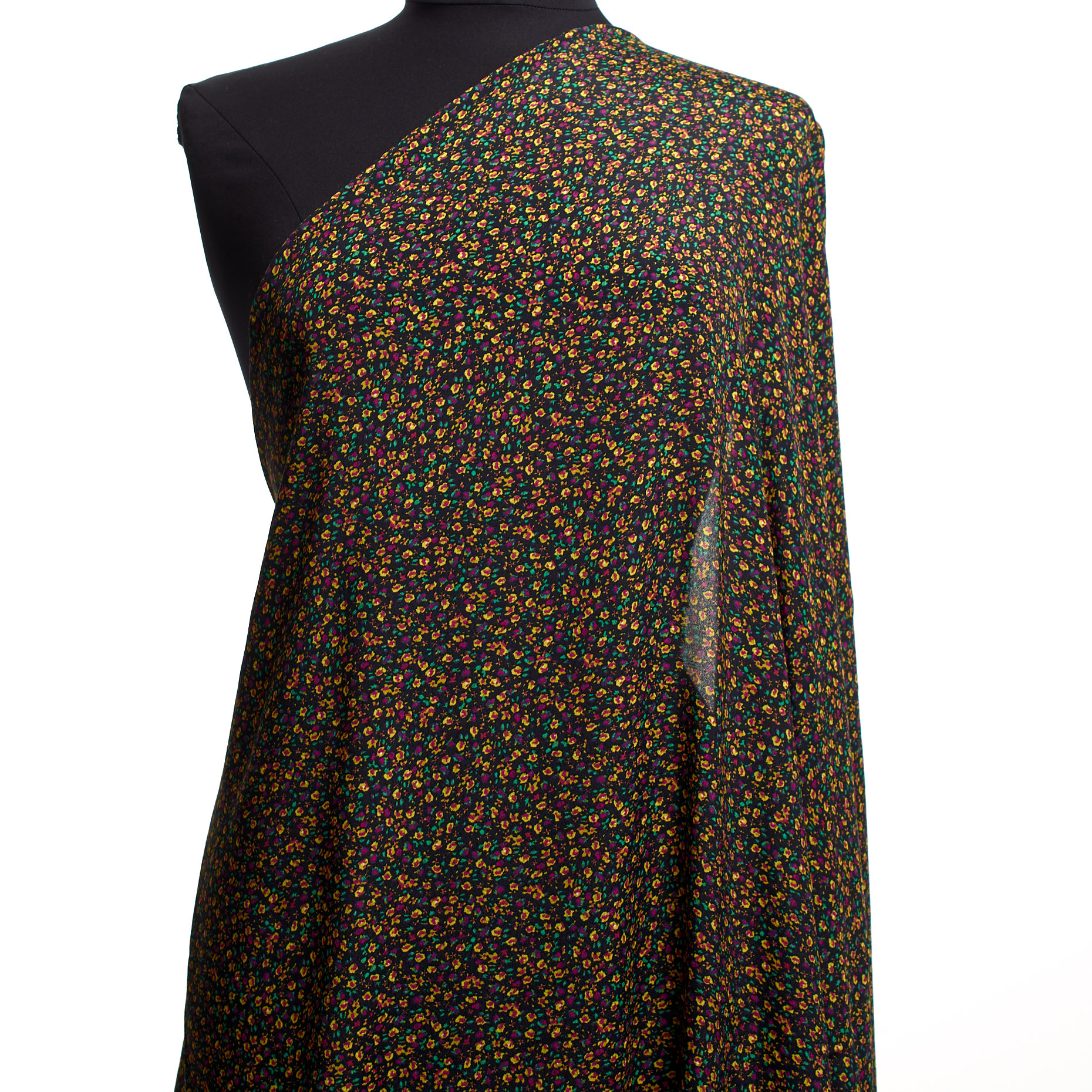 Crêpe, Viscose, Floral, Popcorn&Raven Black