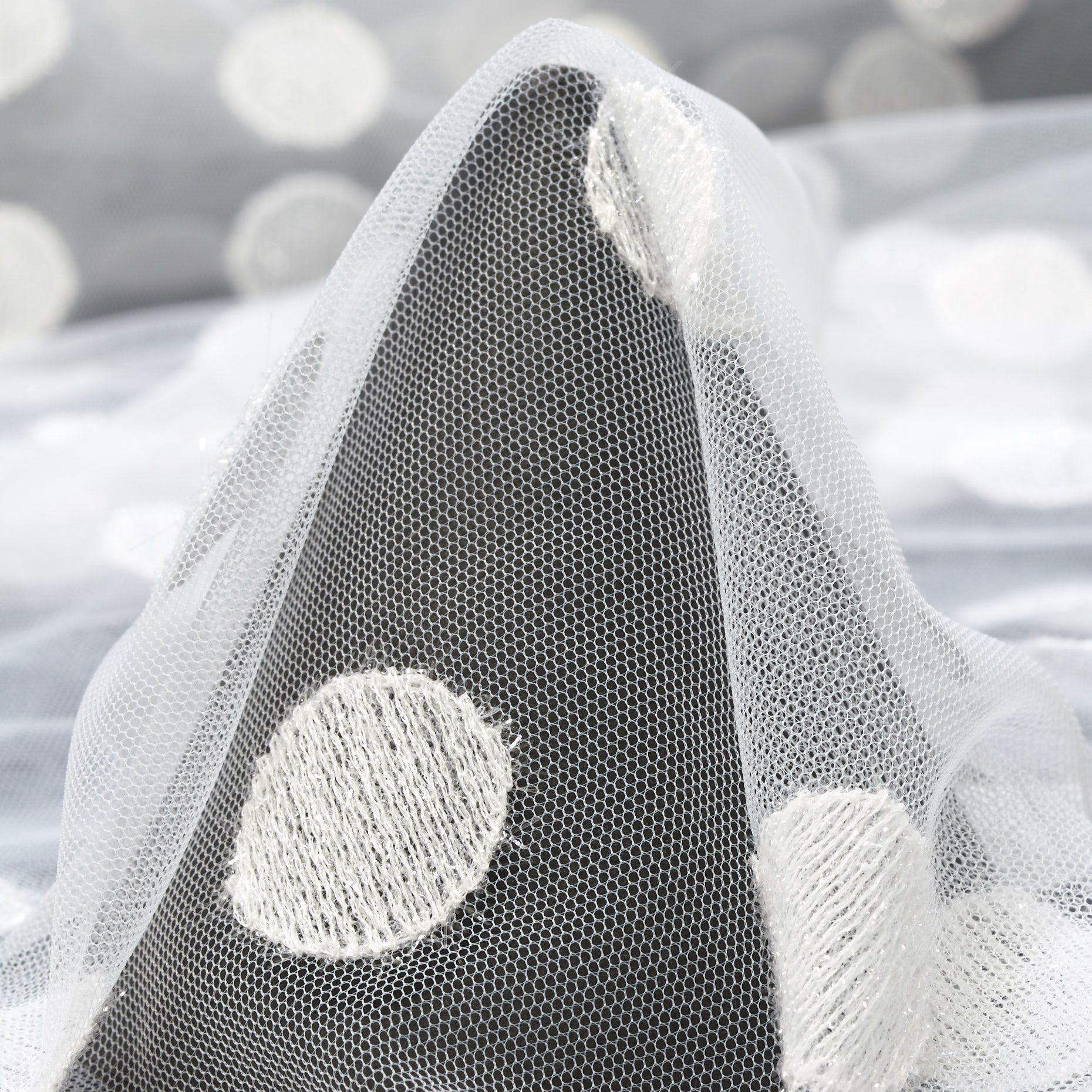 TULLE, EMBROIDERED, DOTS, SILVER