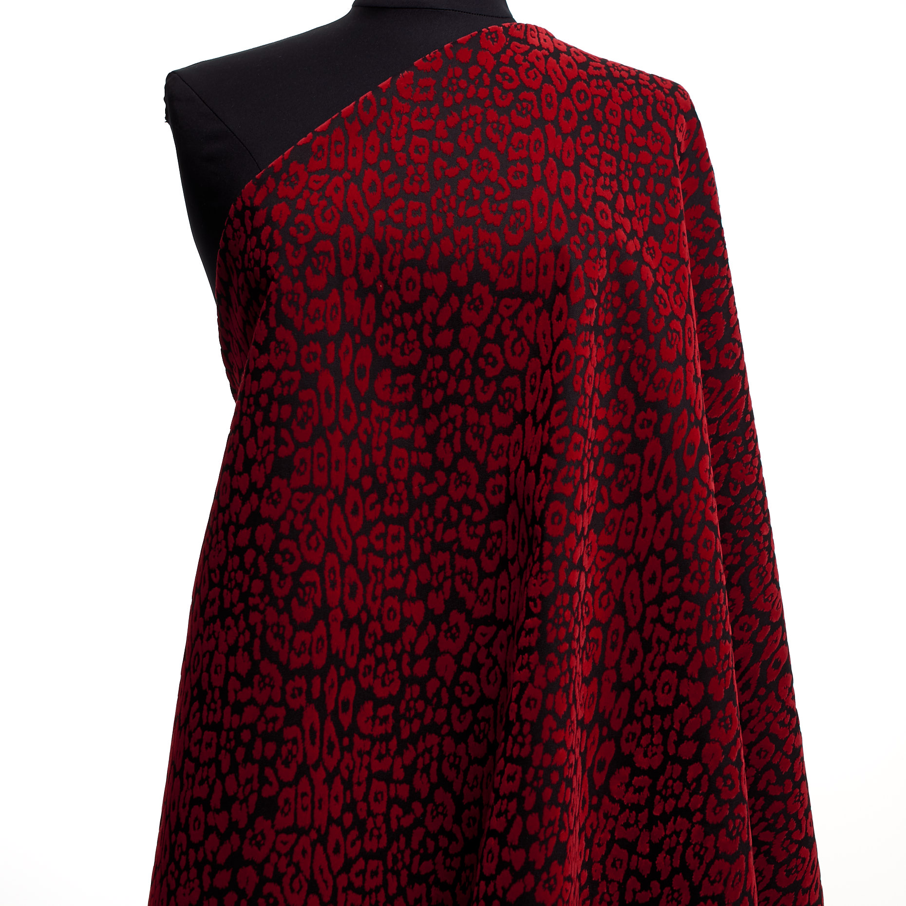 Twill, Cotton, Flock Printed, Jet Black&Lipstick