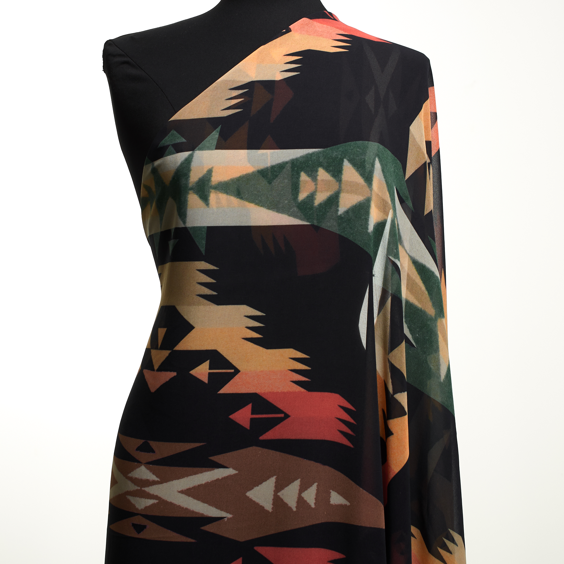 Crêpe, Estampado, Transparente, Raven Black&Hot Fudge