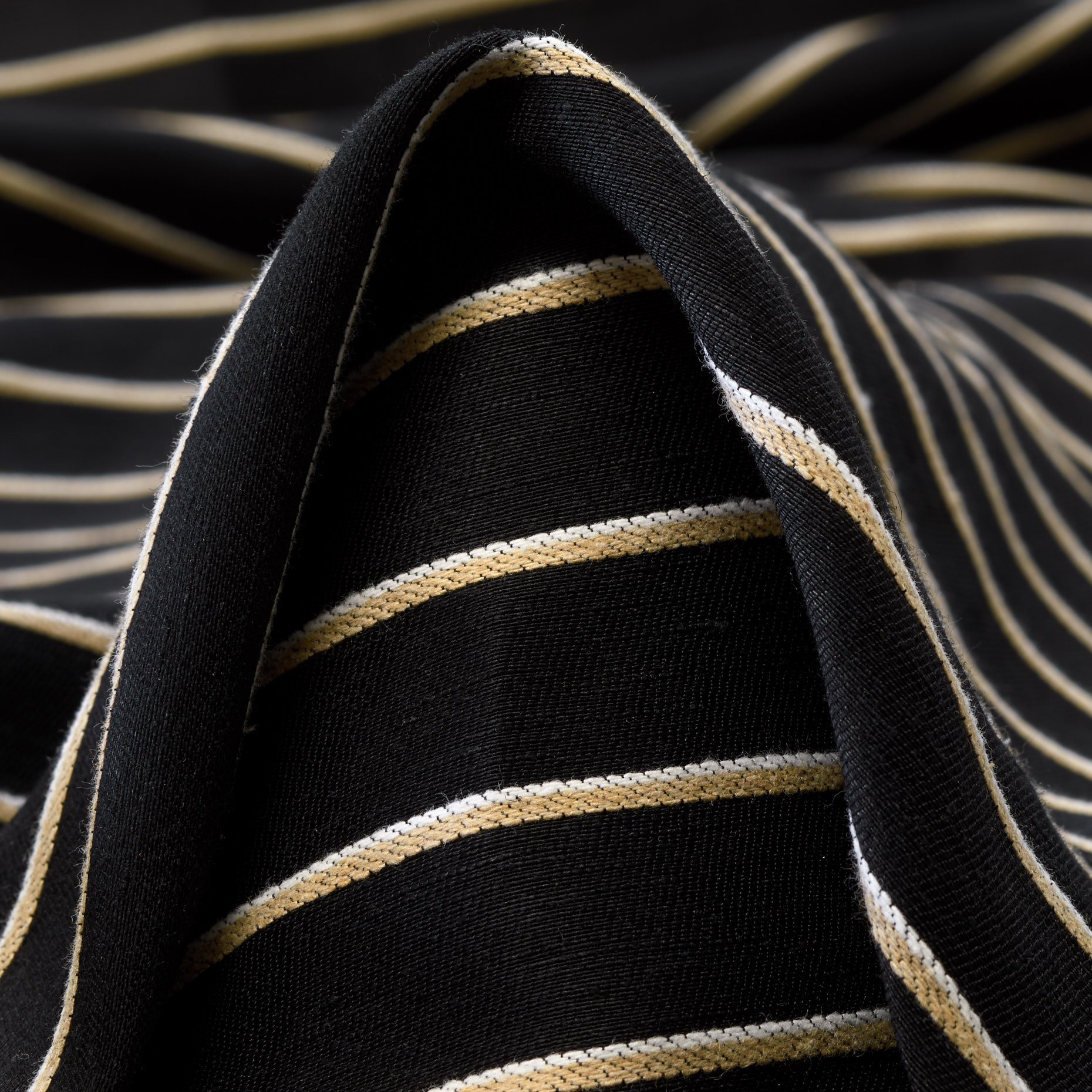 Lin, Viscose , Rayé, Raven Black