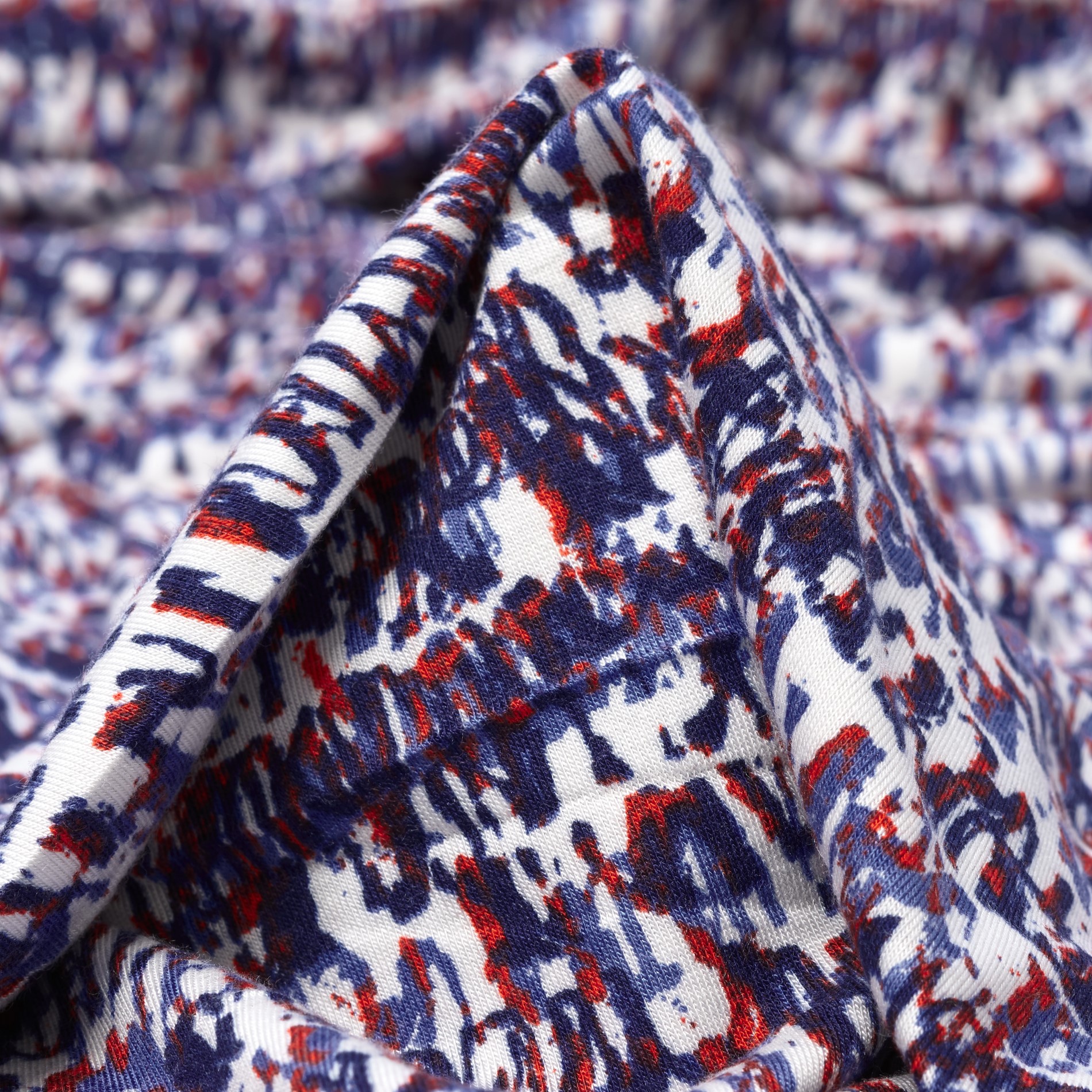 SINGLE JERSEY, VISCOSE, PRINTED, CHERRY TOMATO&INDIGO