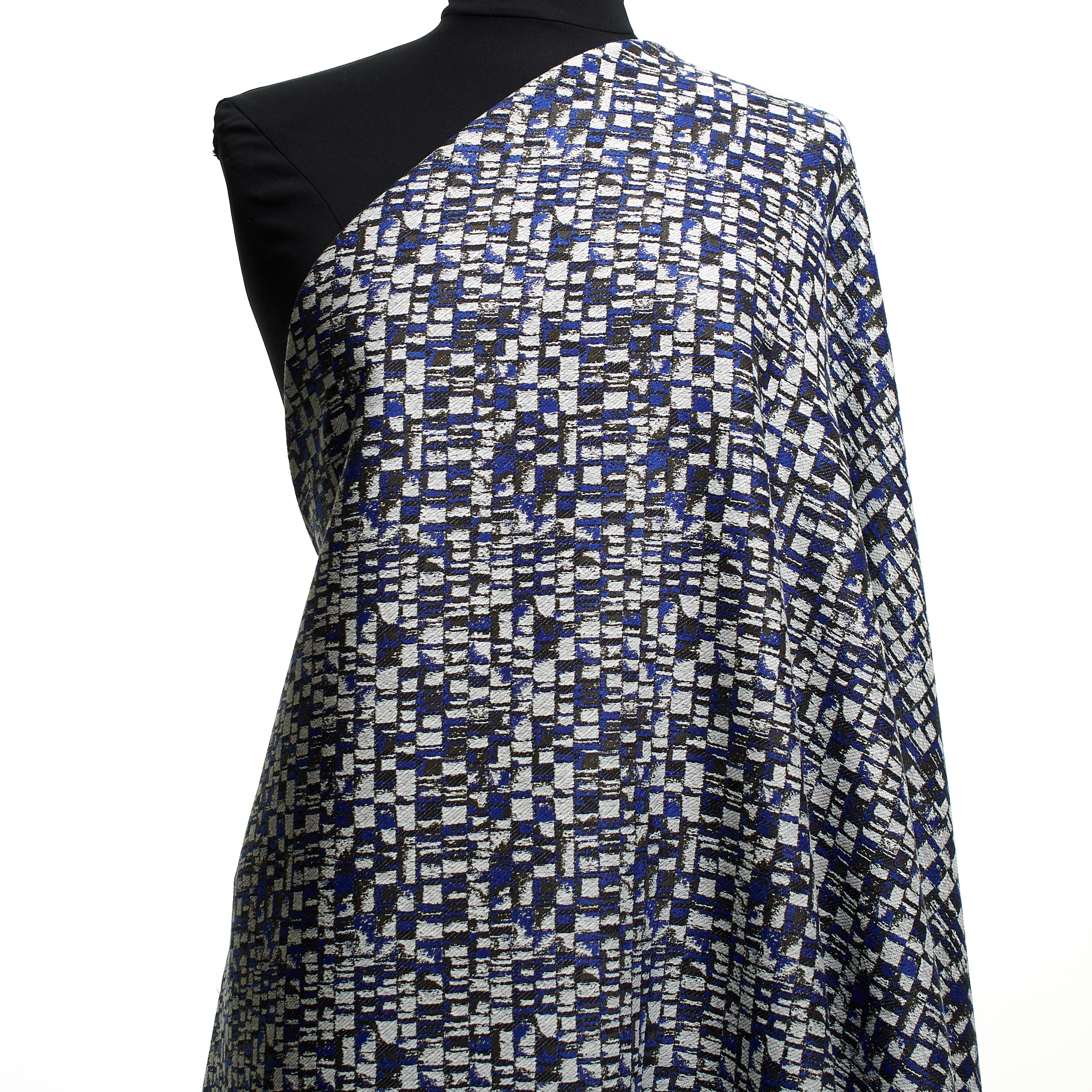 JACQUARD, COTTON VISCOSE, ABSTRACT, LAPIS BLUE&TOBACCO