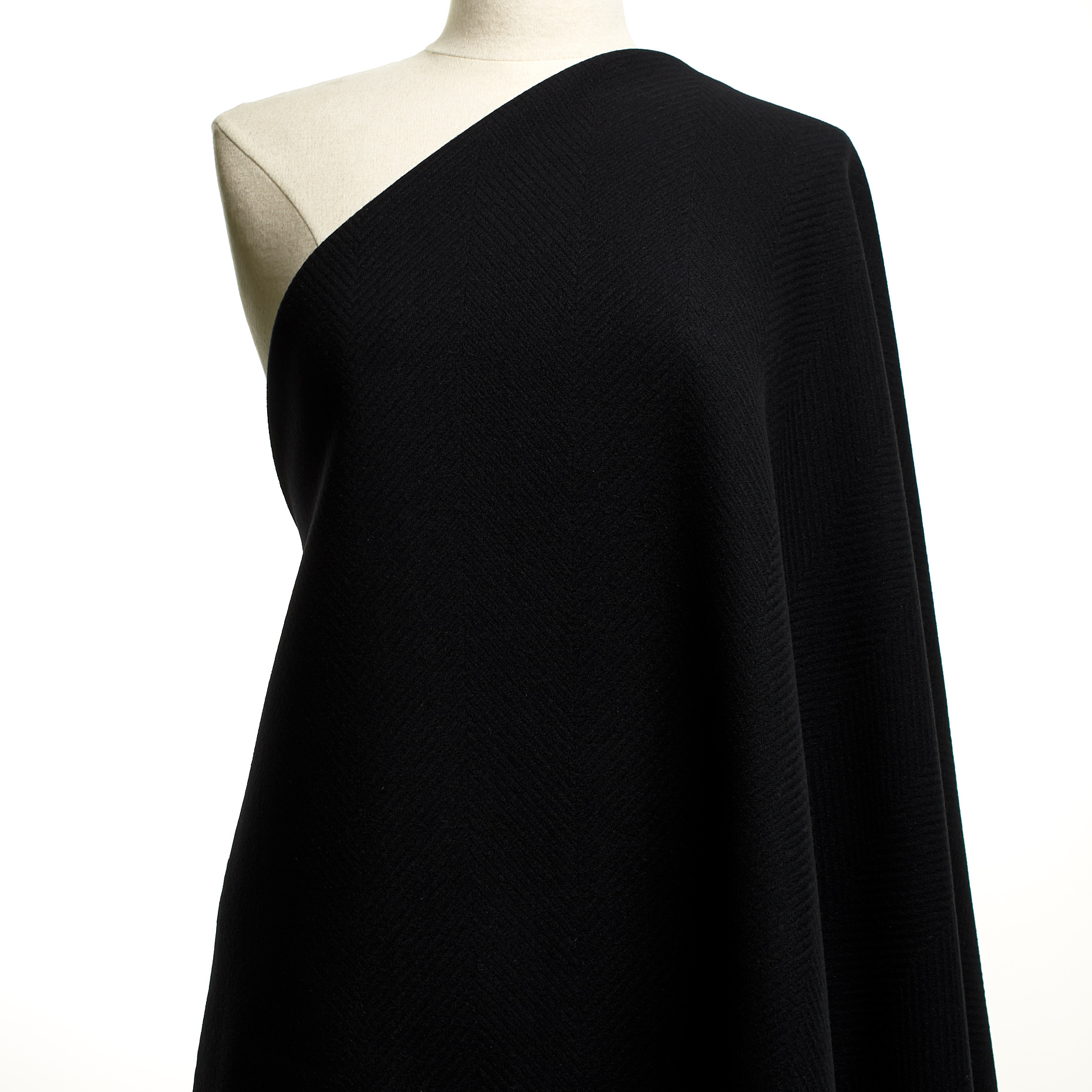 Herringbone, Virgin Wool, Tone on Tone, Raven Black