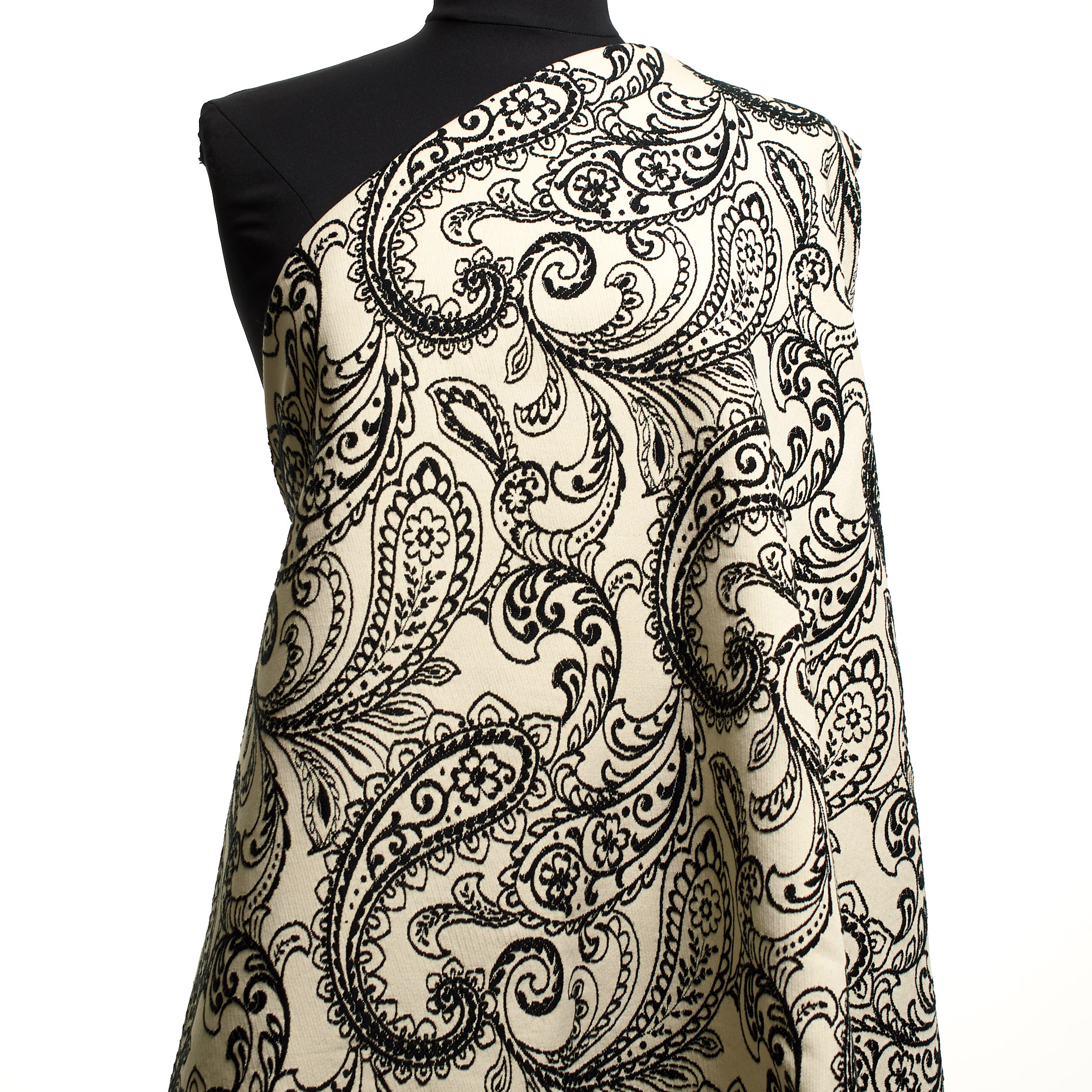 JACQUARD, COTTON BLEND, PAISLEY, RAVEN BLACK&SNOW WHITE
