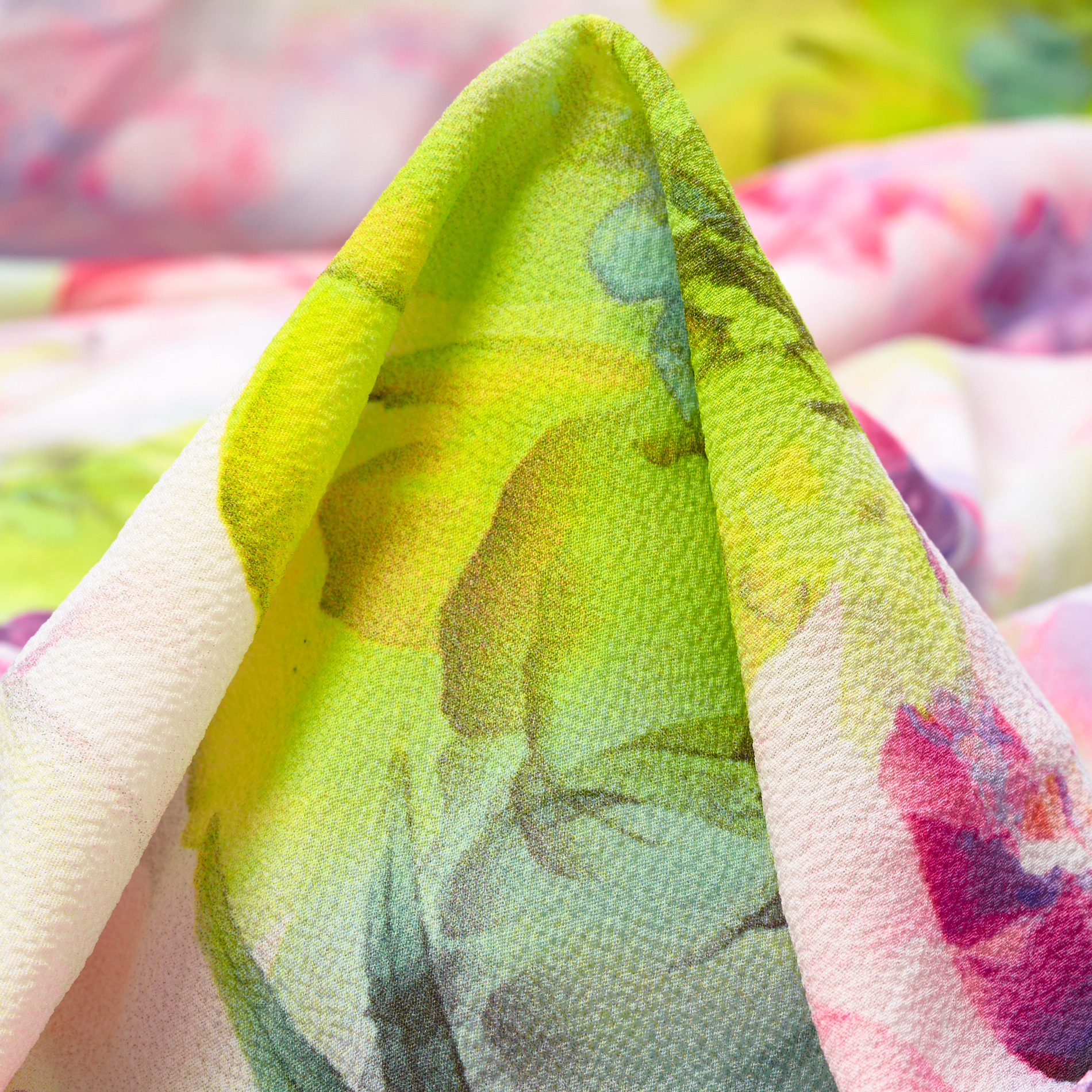 CRÊPE, ELASTIC, PRINTED, VIOLET&SUNLIGHT (F000033380)