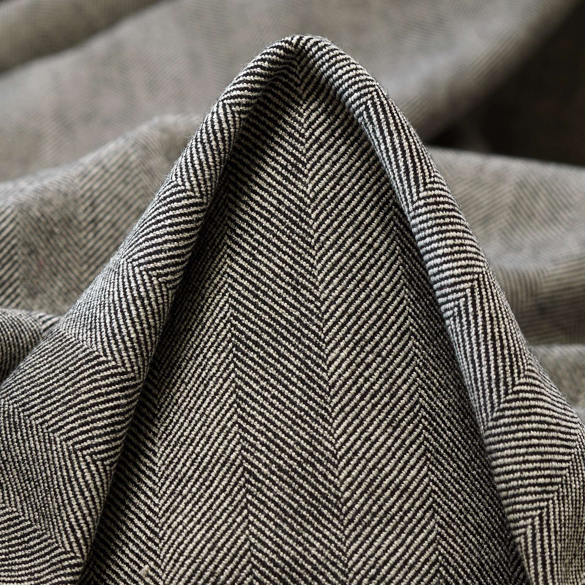 Fischgrat, Viskose Mix, Elastik, Antique White&Raven Black