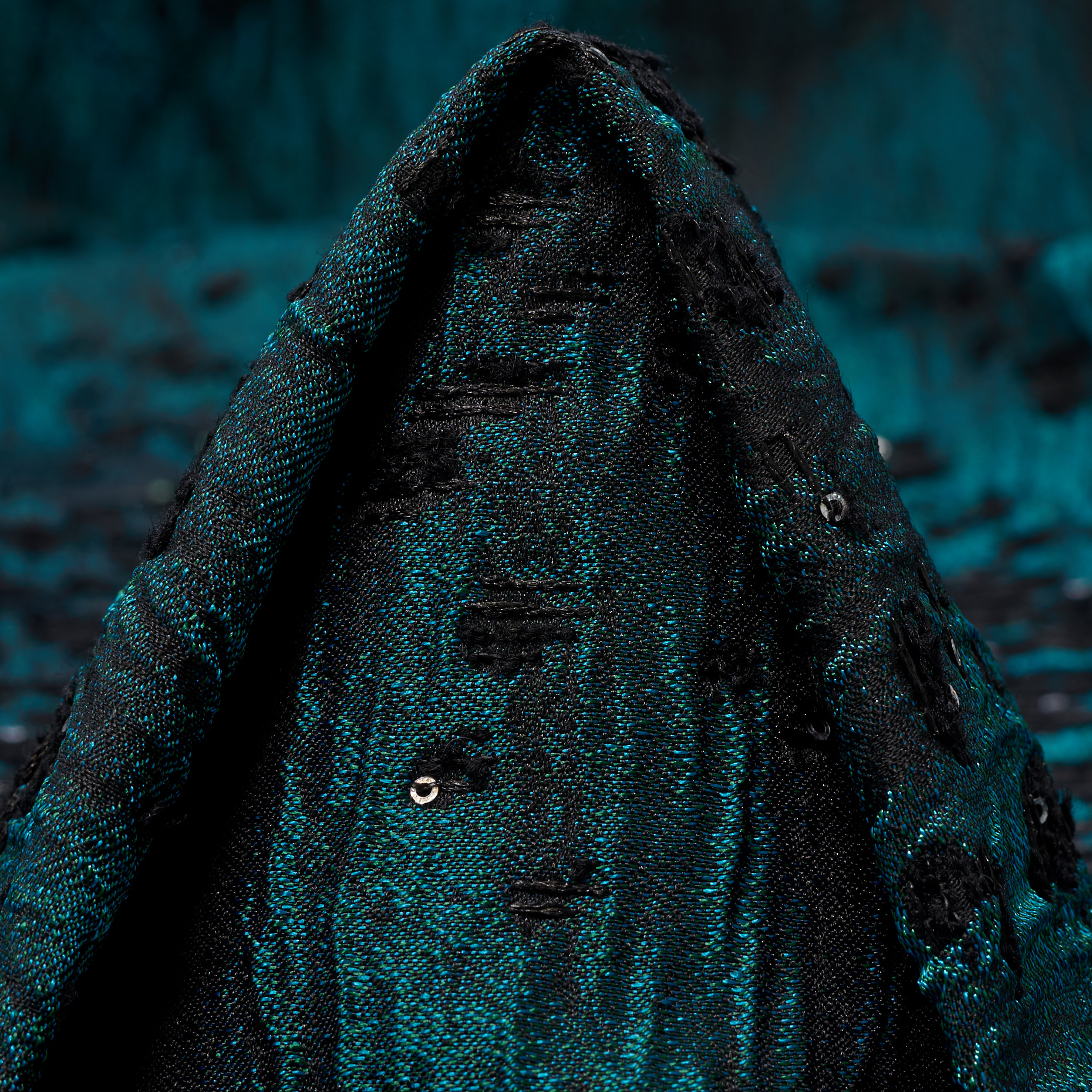Jacquard, Crêpe , Chatoyant, Pagoda Blue