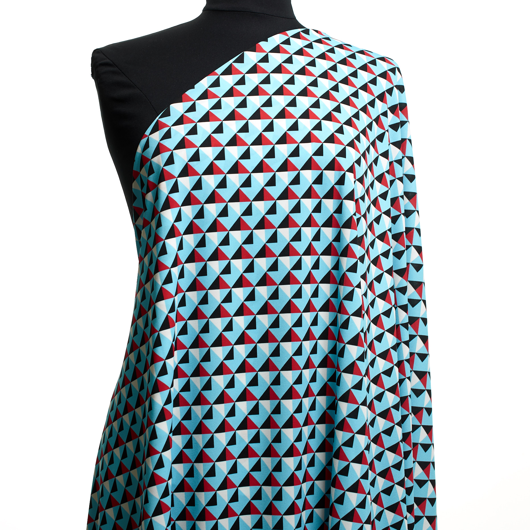 Jersey, Krepa, Wydrukowany, Blue Topaz&Raven Black
