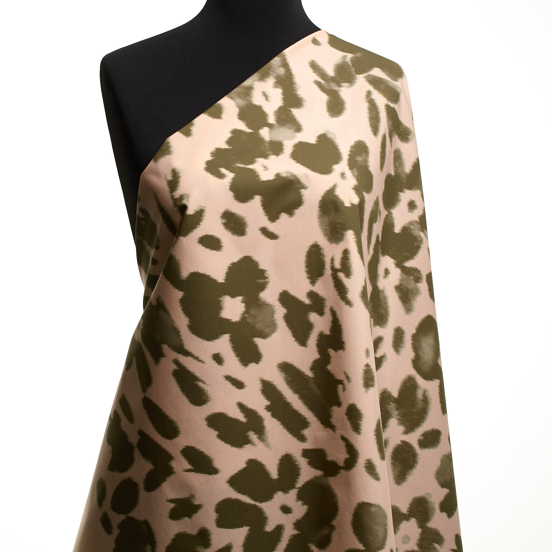 POPLIN, COTTON, PRINTED, PINK MARSHMALLOW&COVERT GREEN