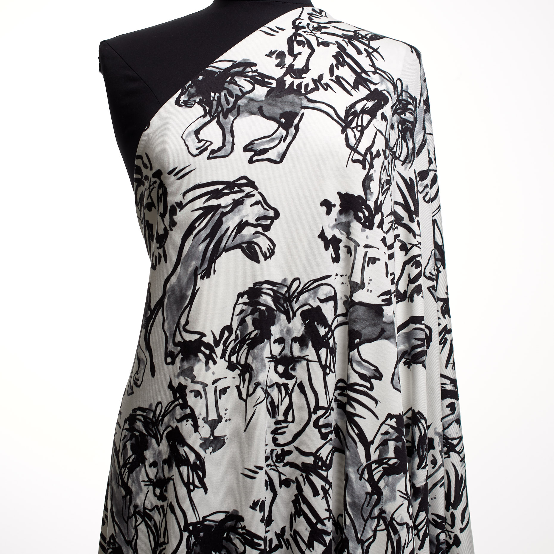 Rib Jersey, Cotton, Elastic, Ivory&Raven Black