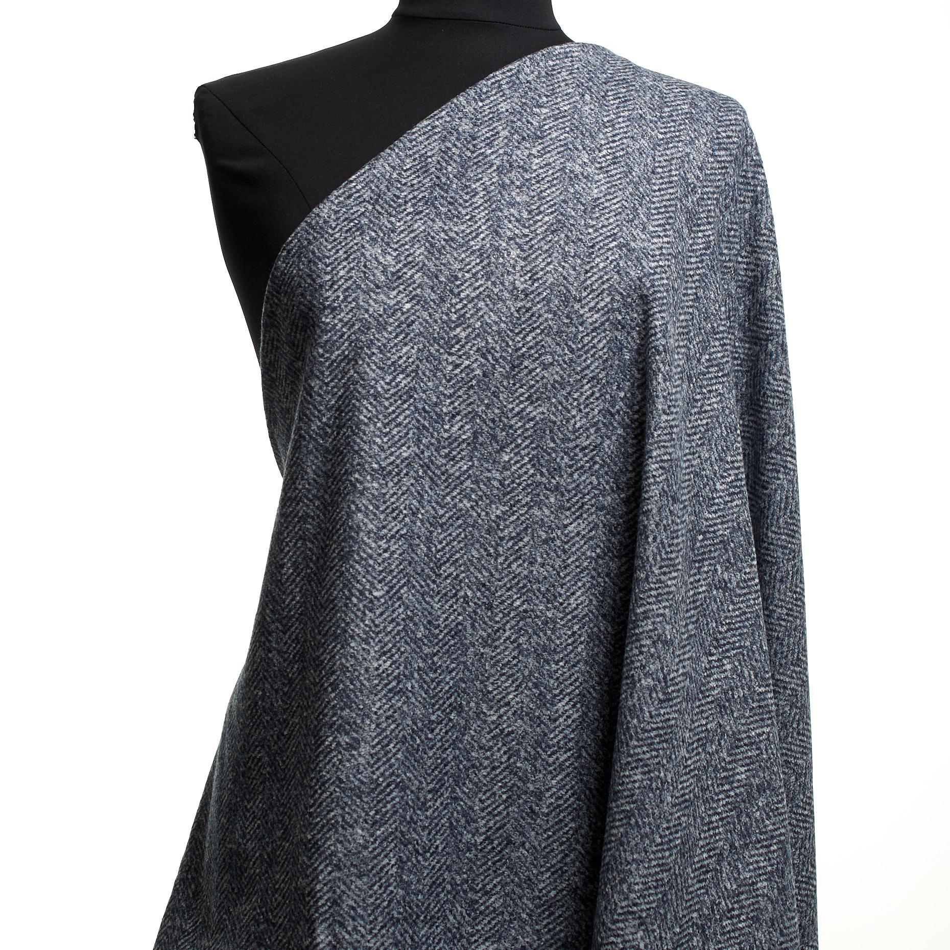 Jersey, Wolle Mix, Brushed, Blue Indigo&Brilliant White