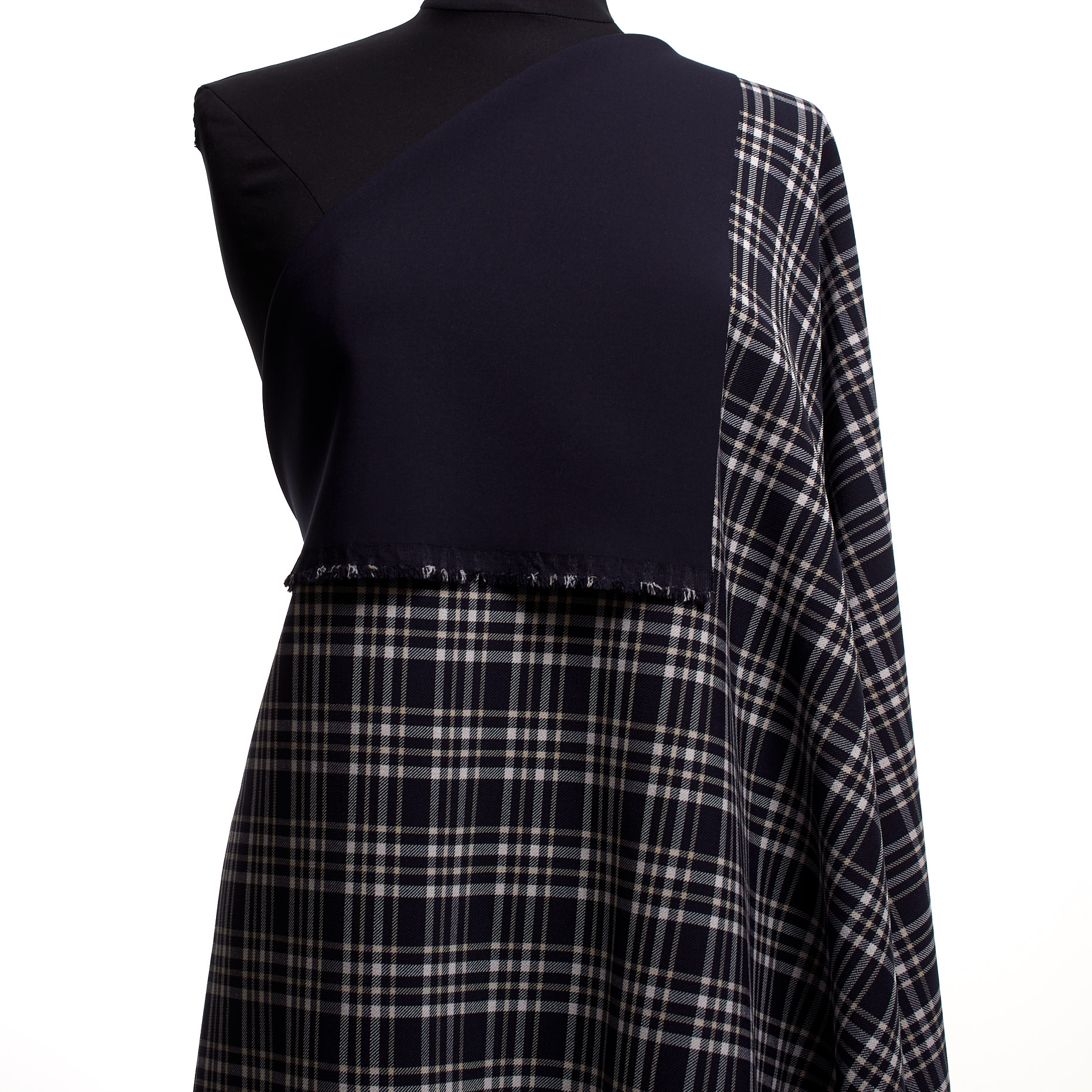 Double, Viscose Blend, Check, Dark Blue&Kit