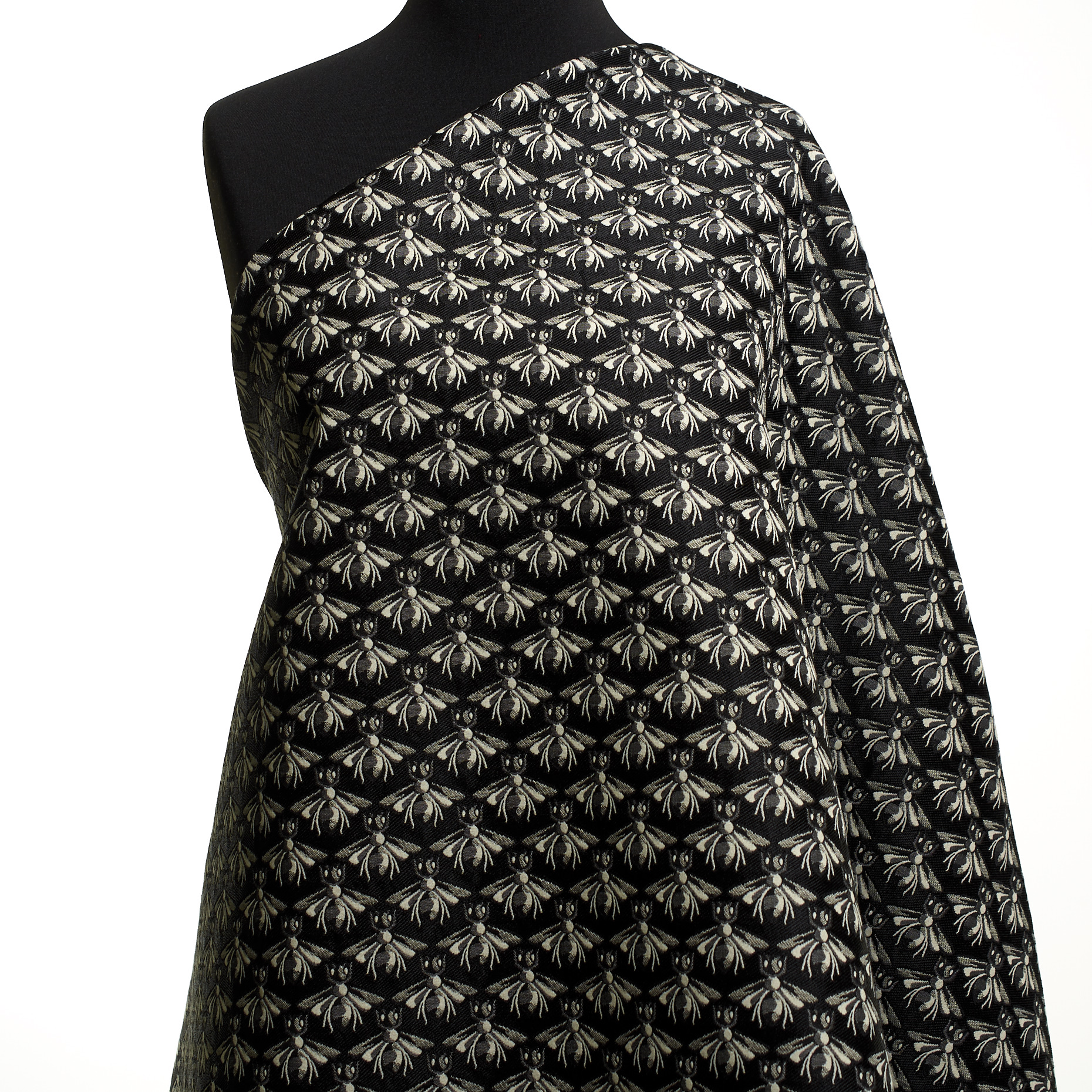 Jacquard, Cotone, Acetato, Jet Black&Snow White