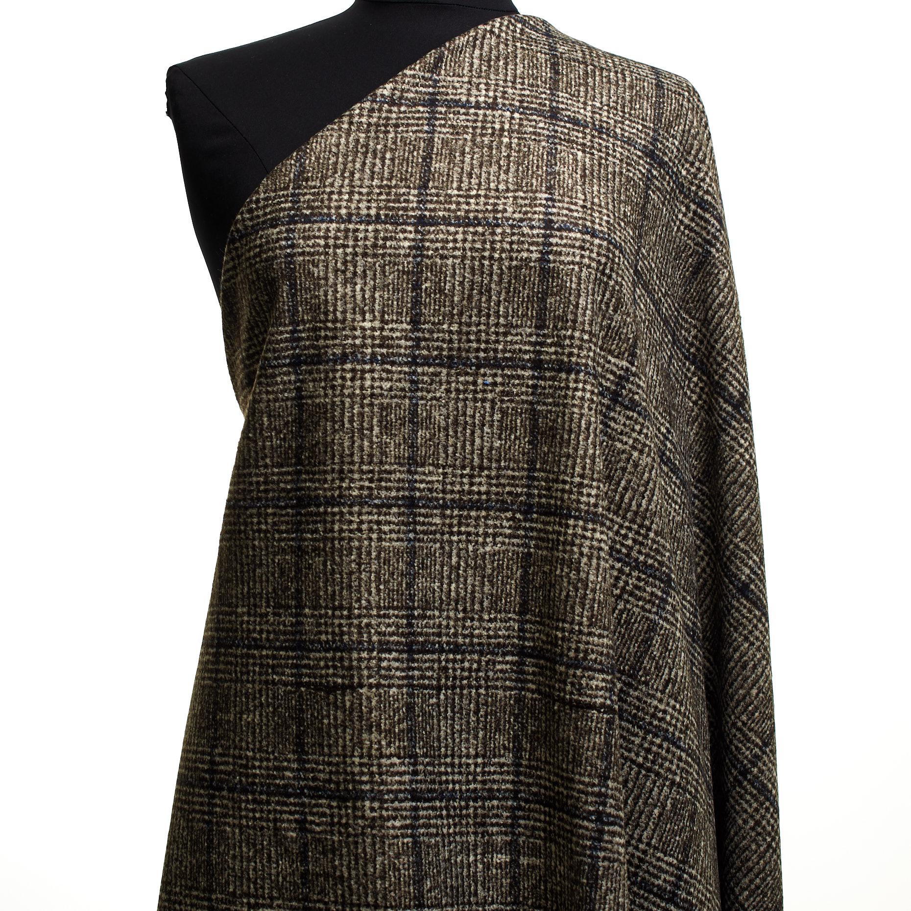 Jersey, Wolle Mix, Karo, Blue Indigo&Moon Rock