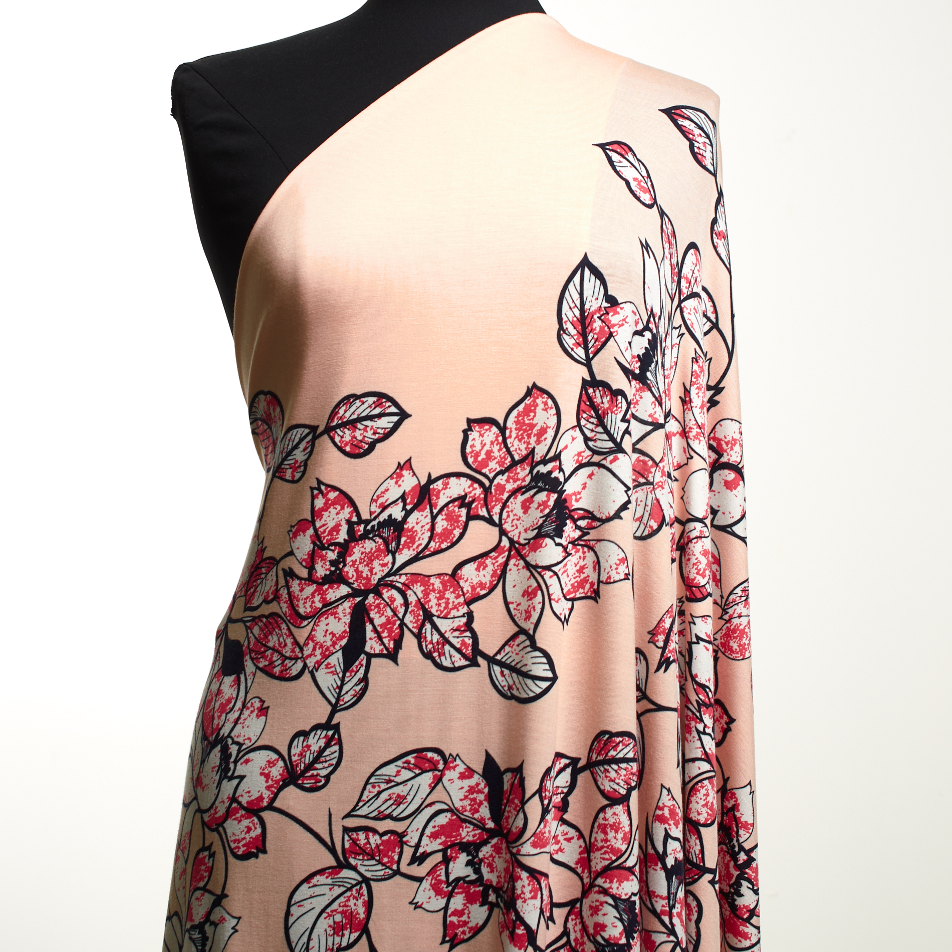 SINGLE JERSEY, VISCOSE, FLORAL, STRAWBERRY ICE CREAM