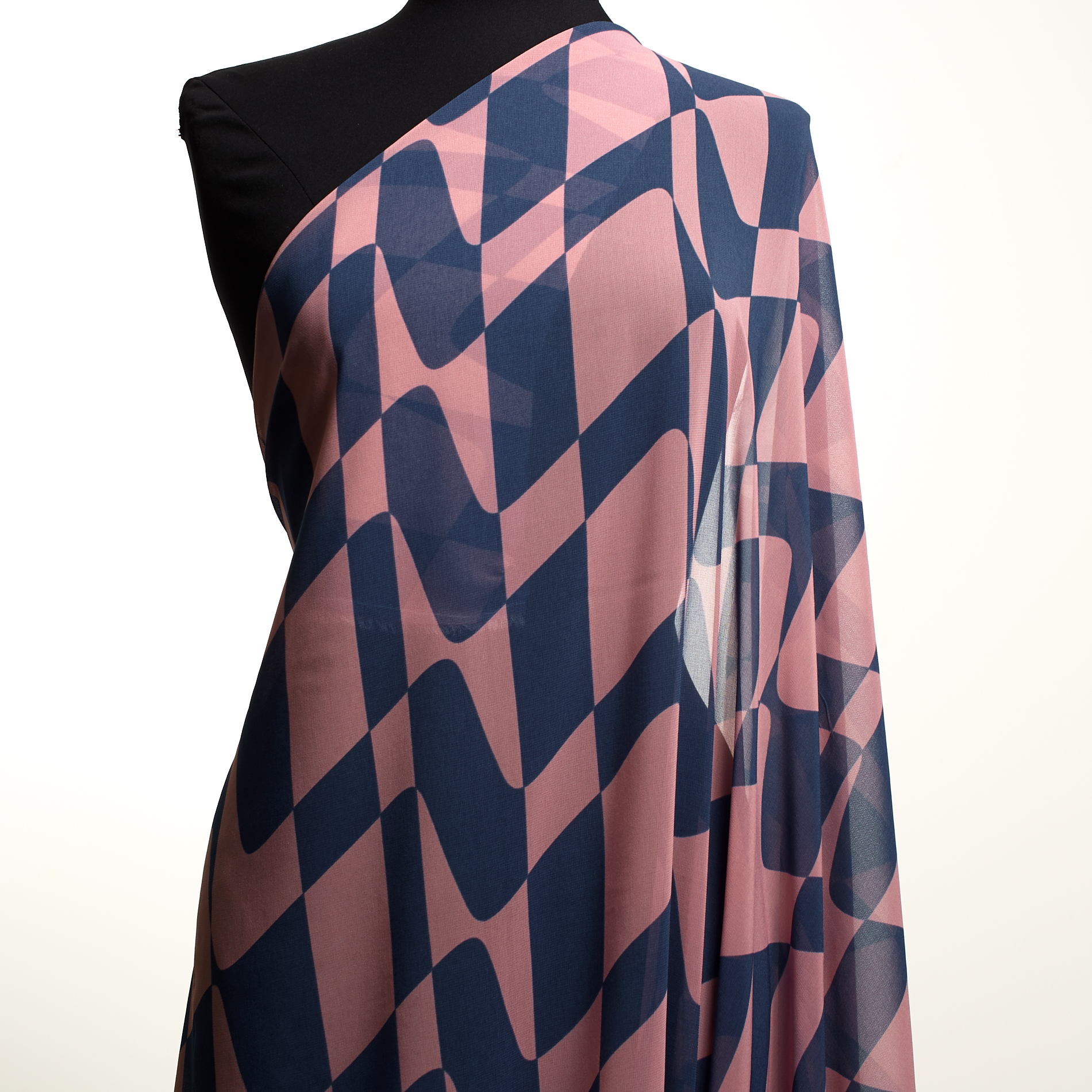 Chiffon, Stampato, Blue Indigo