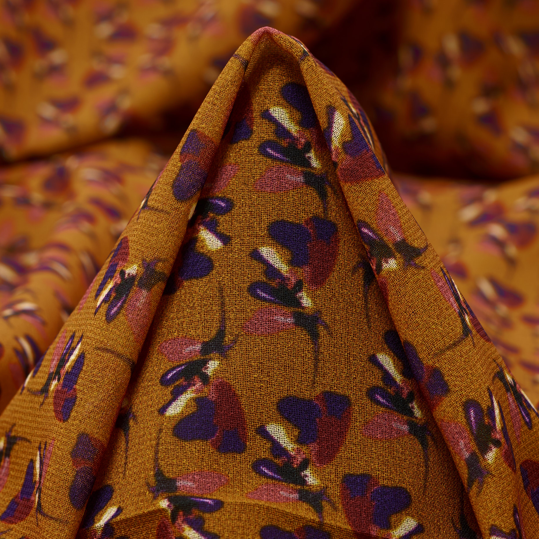 Crêpe, Floreale, Trasparente, Golden Ochre&Raven Black (F000041279)