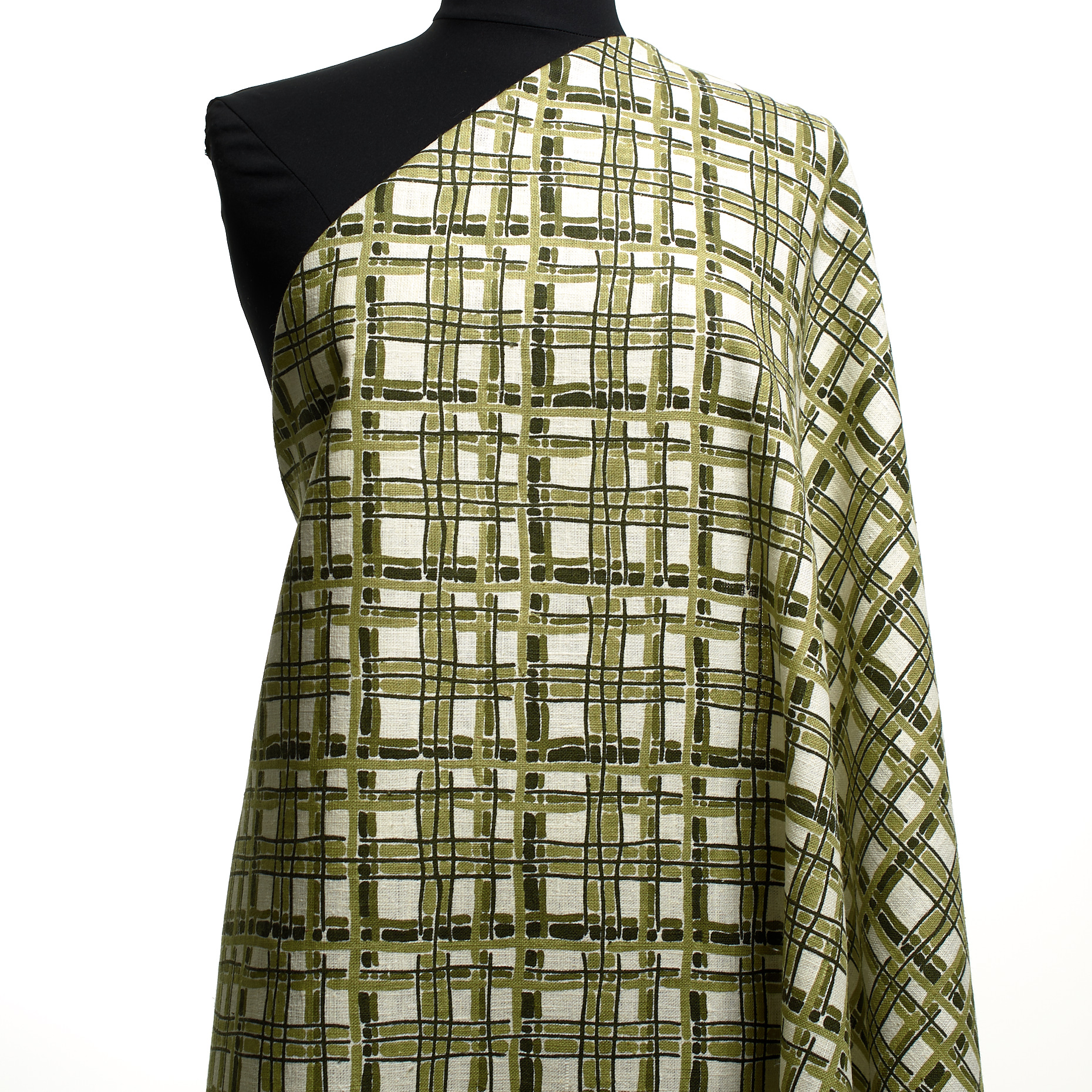 Cotone, Geometrico, Brilliant White&Sage Green