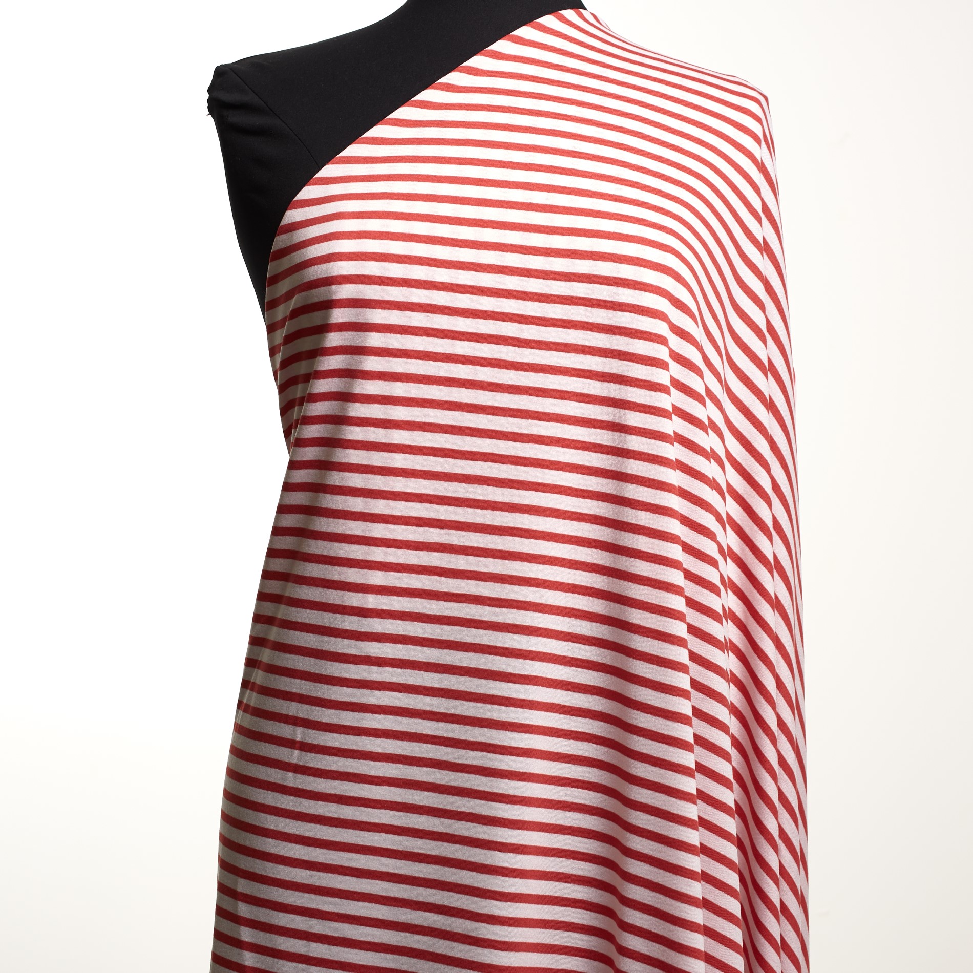 SINGLE JERSEY, VISCOSE, STRIPES, ORANGE RED&SNOW WHITE
