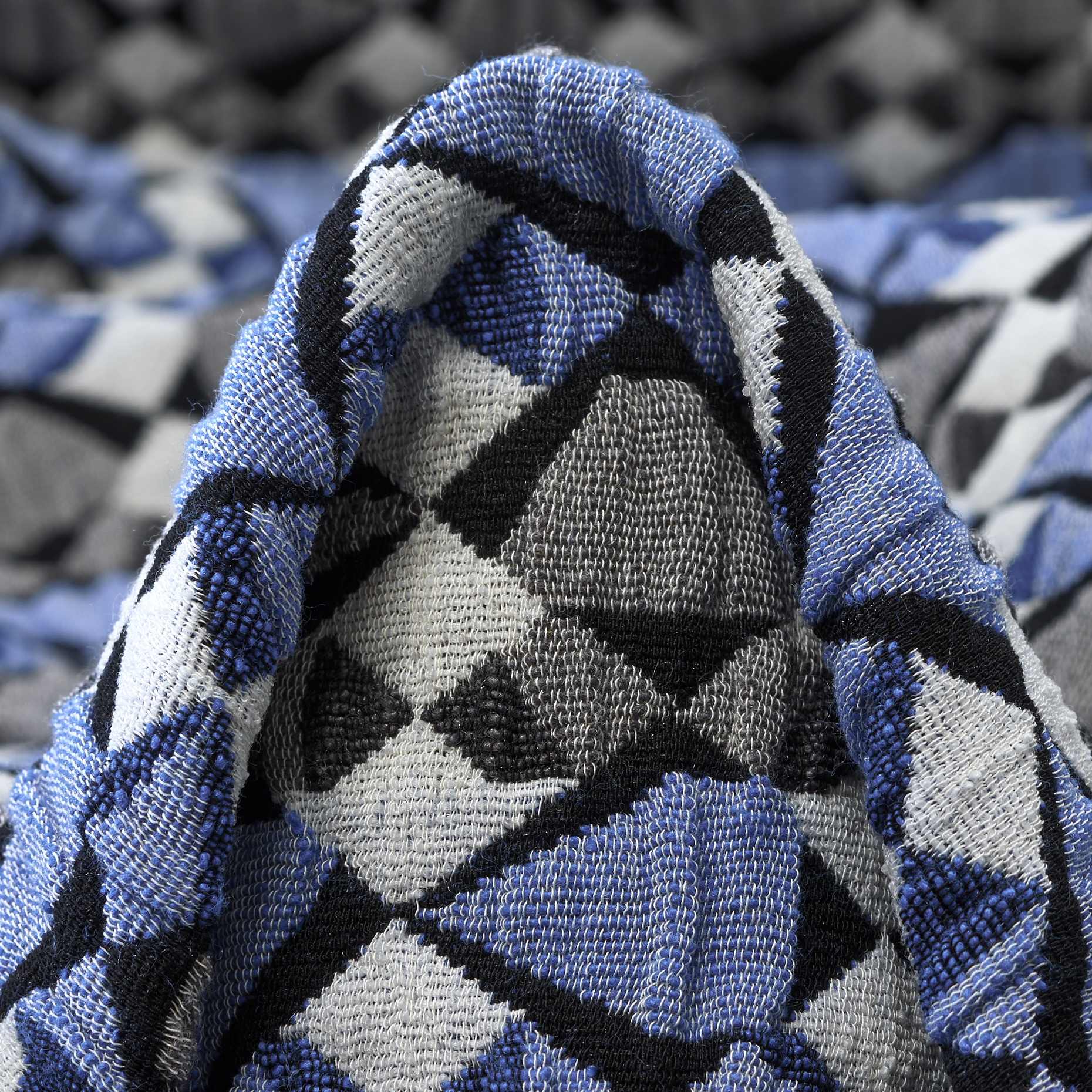 Podwójny żakard, Wiskoza, Bawełna, Lapis Blue&Silver Gray