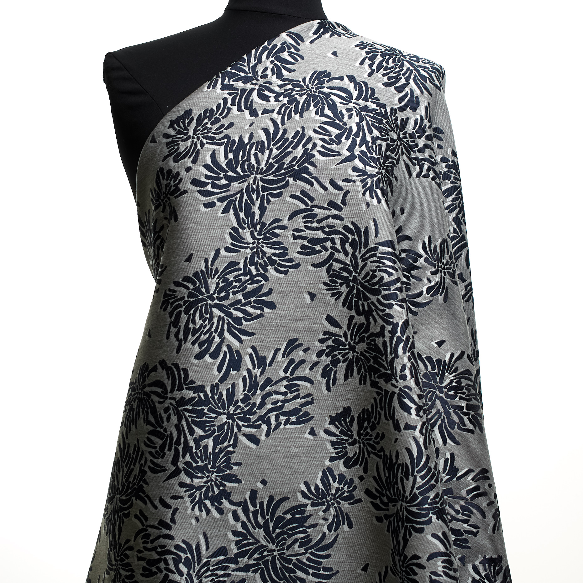 Jacquard, Viscosa, Floreal, Midnight Blue&Silver Gray