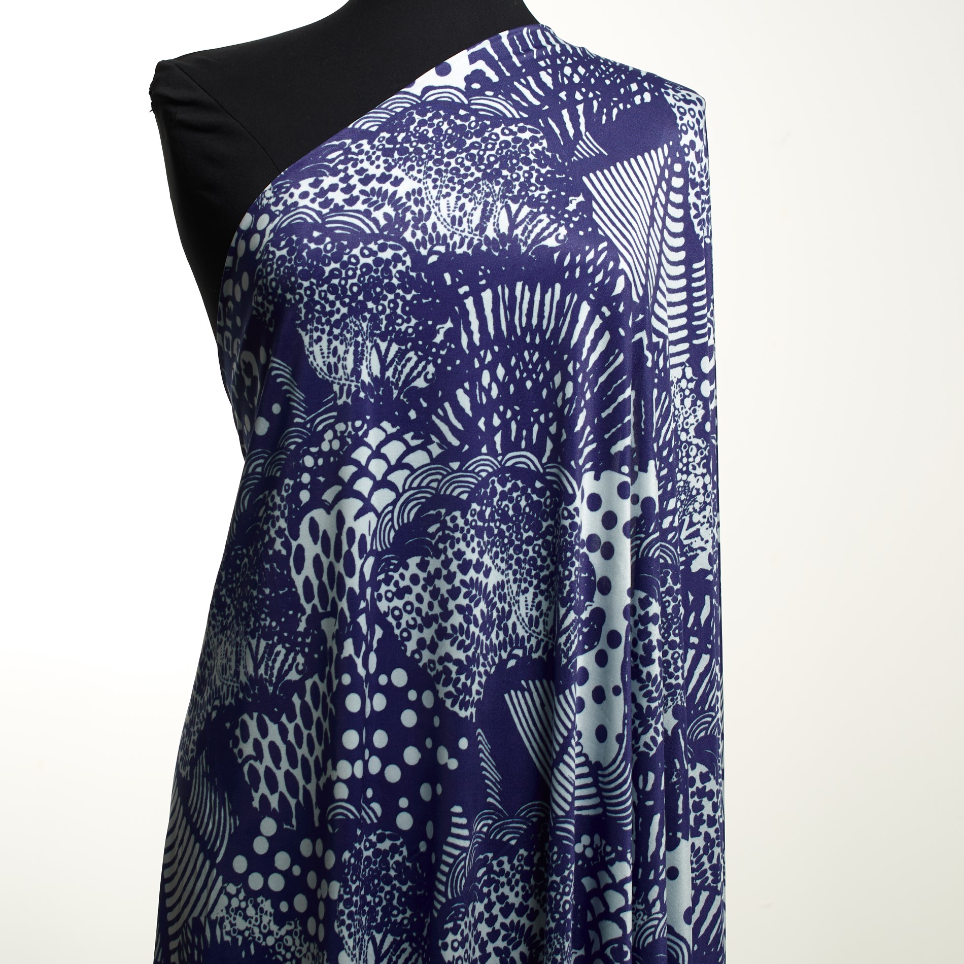 SINGLE JERSEY, PRINTED, DEEP ULTRAMARINE
