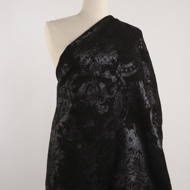 JACQUARD, COTTON BLEND, TONE ON TONE, RAVEN BLACK