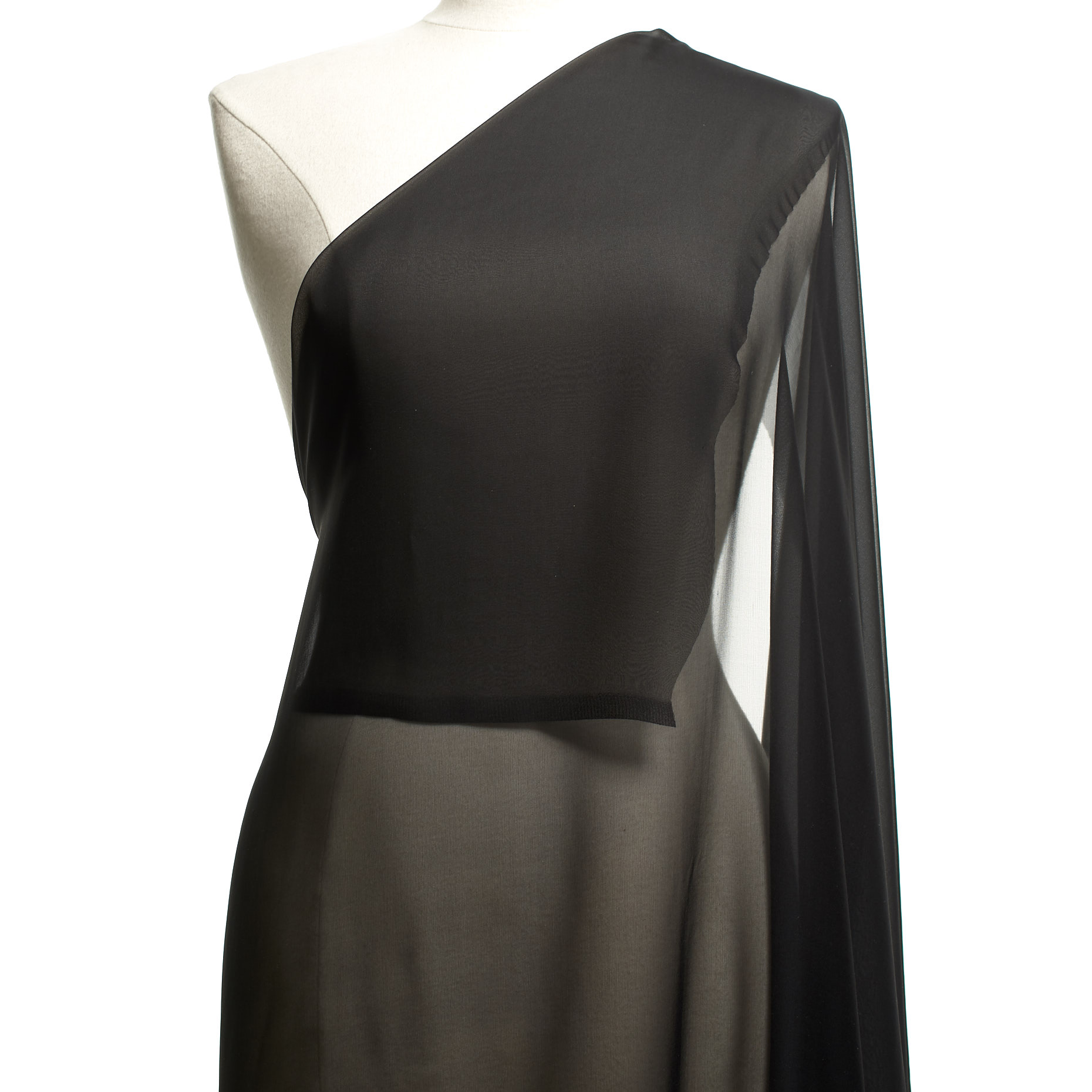 Chiffon, Soie, Raven Black